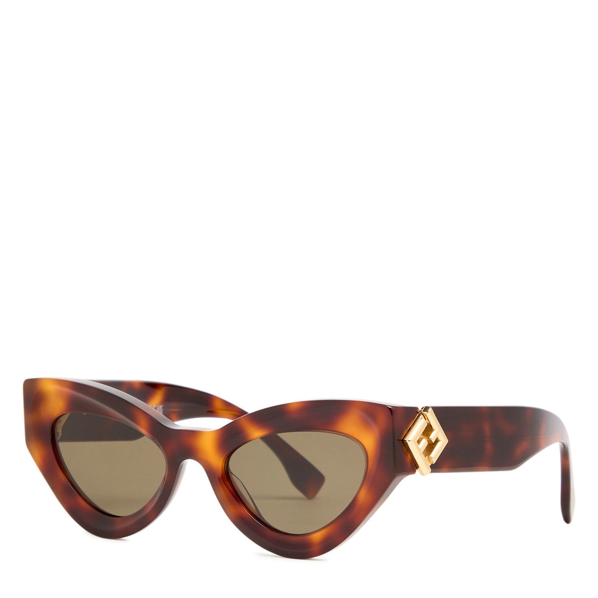 BROWN HAVANA - Fendi - Women's FF Diamonds Cat-Eye Sunglasses - 1