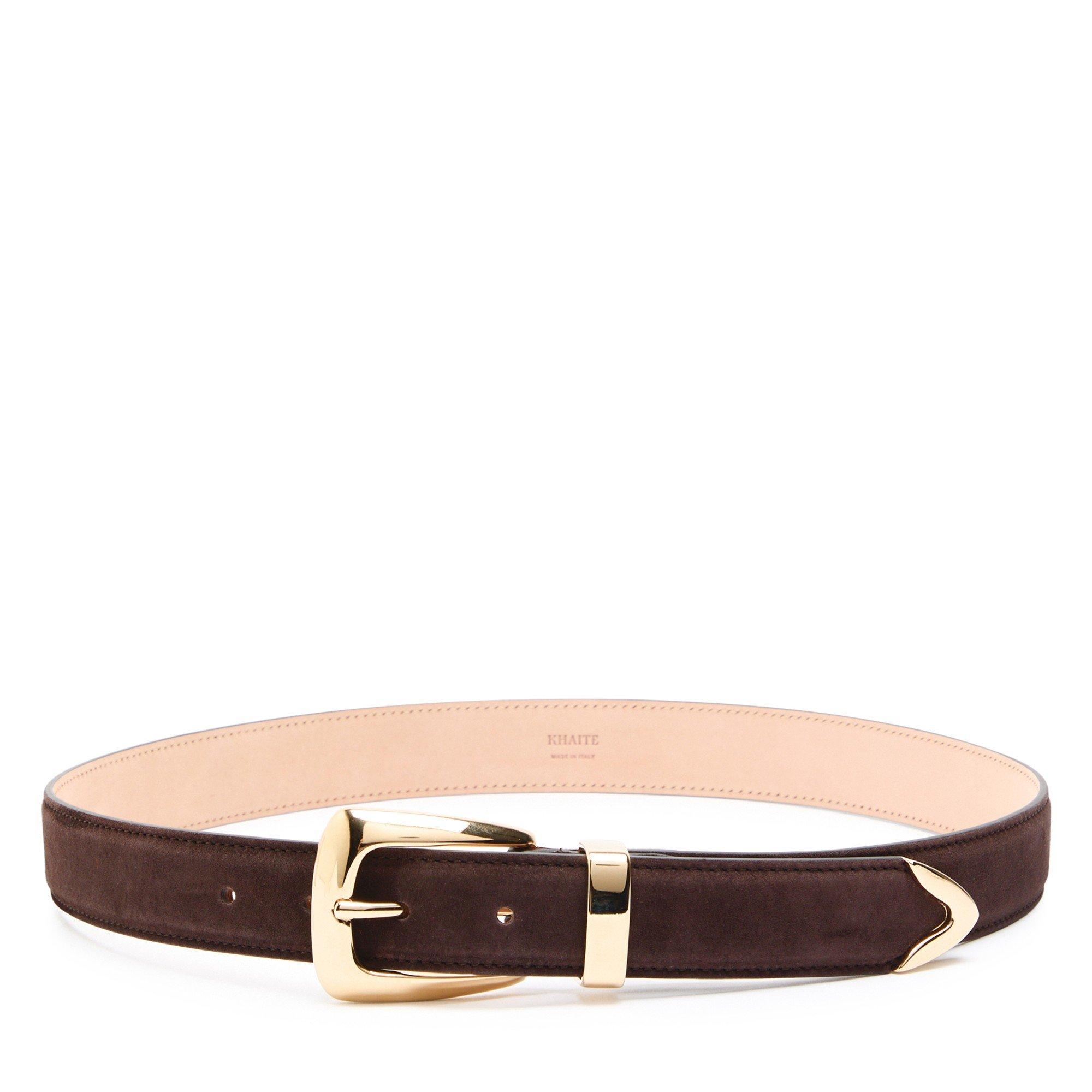 DARK BROWN - Khaite - BENNY BELT - GOLD BUCKLE (30MM