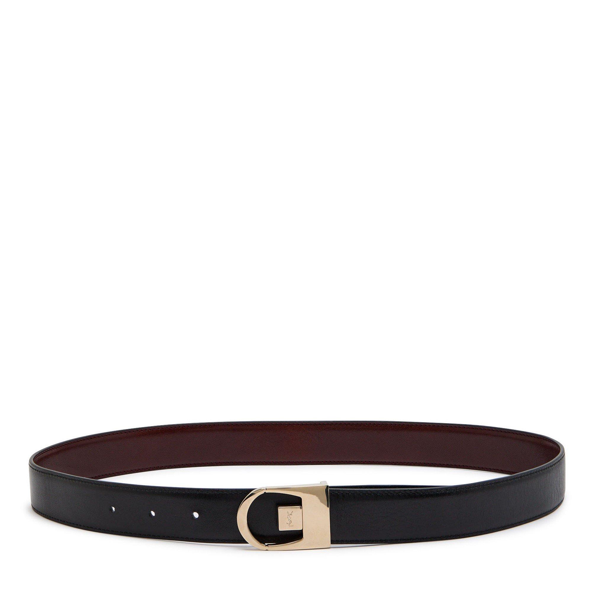 BLACK - Saint Laurent - ROUND BUCKLE REVERSIBLE BELT - 1