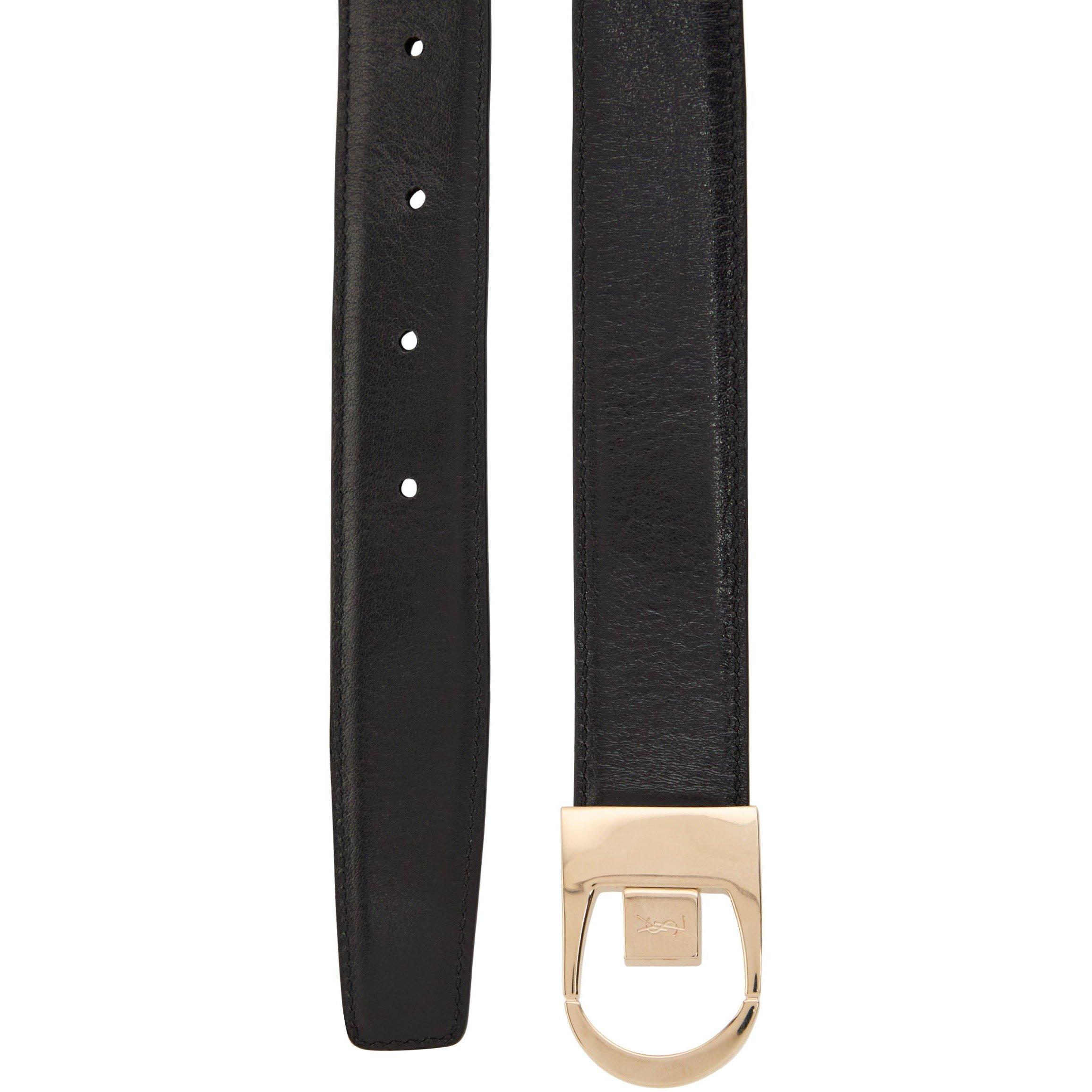 BLACK - Saint Laurent - ROUND BUCKLE REVERSIBLE BELT - 2