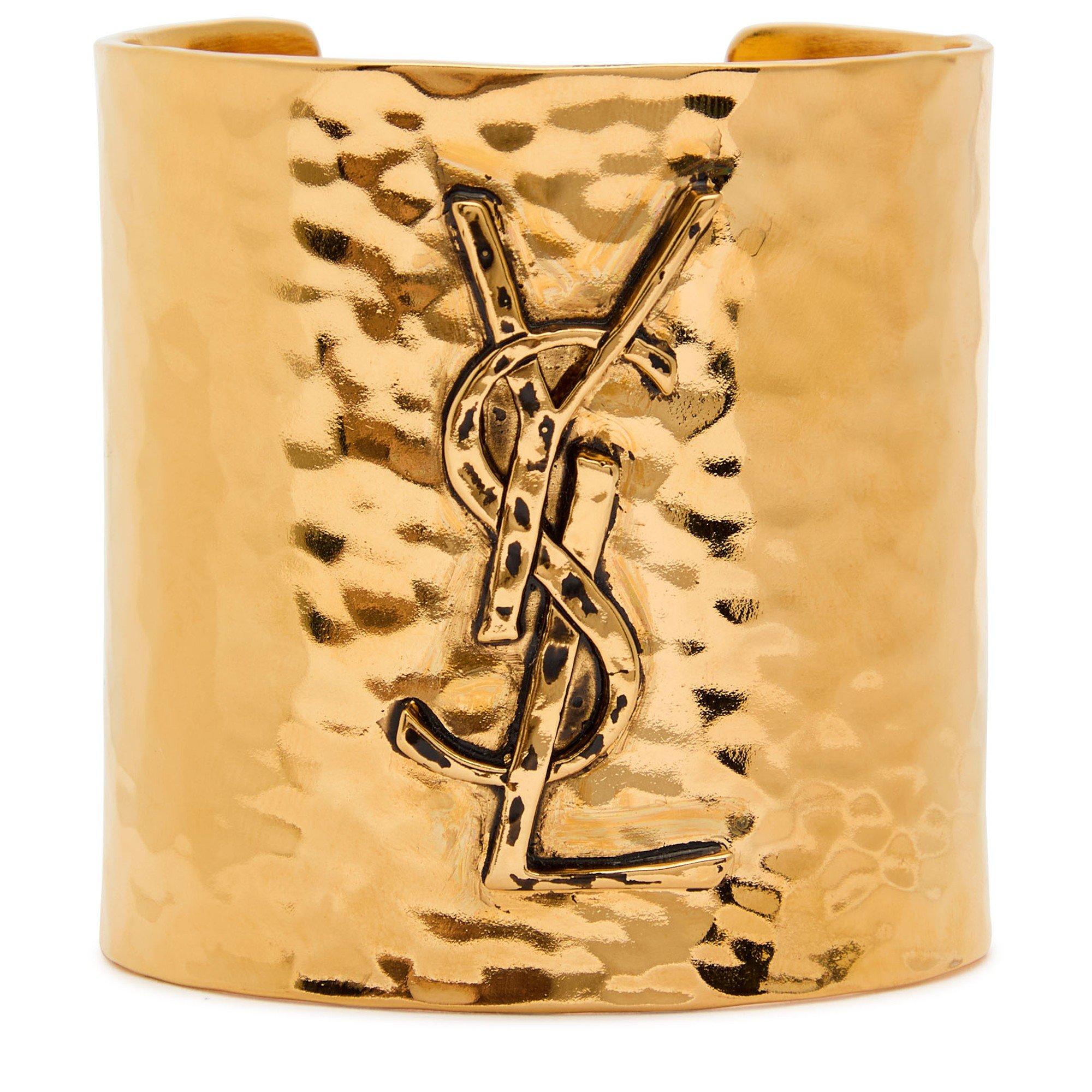 GOLD - Saint Laurent - LOGO GOLD WIDE CUFF - 1