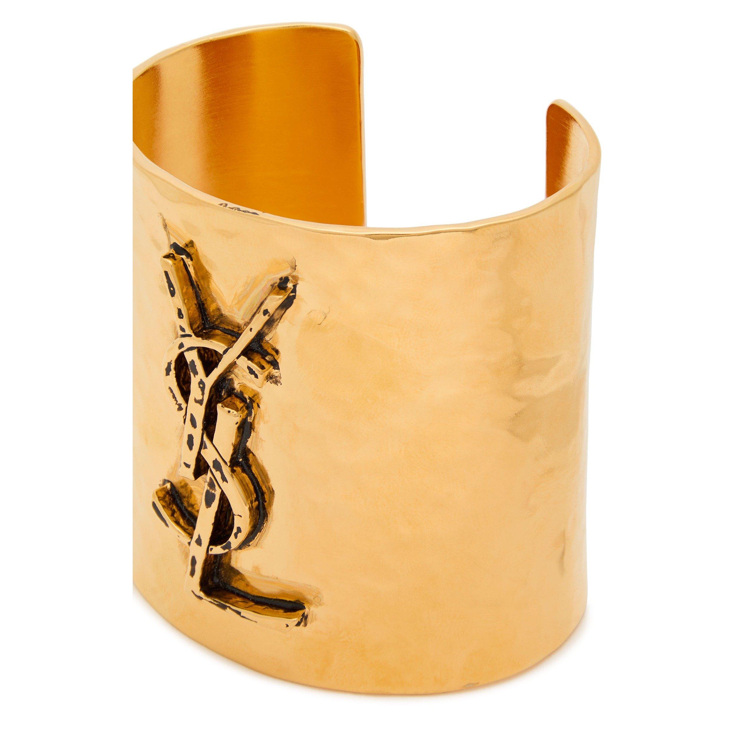 GOLD - Saint Laurent - LOGO GOLD WIDE CUFF - 4