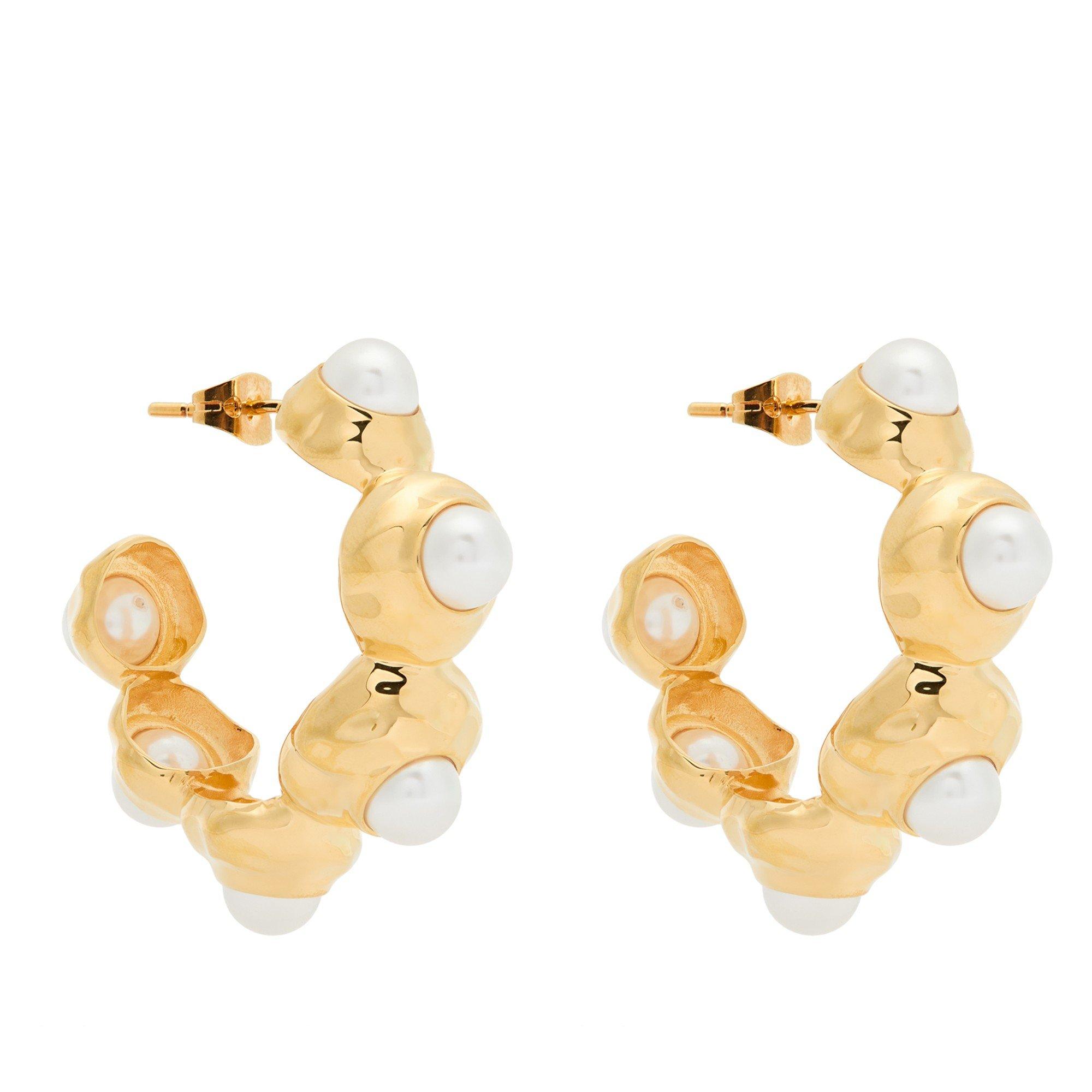 GOLD AND OTHER - Joanna Laura Constantine - STATEMENT HOOP EARRINGS WITH P