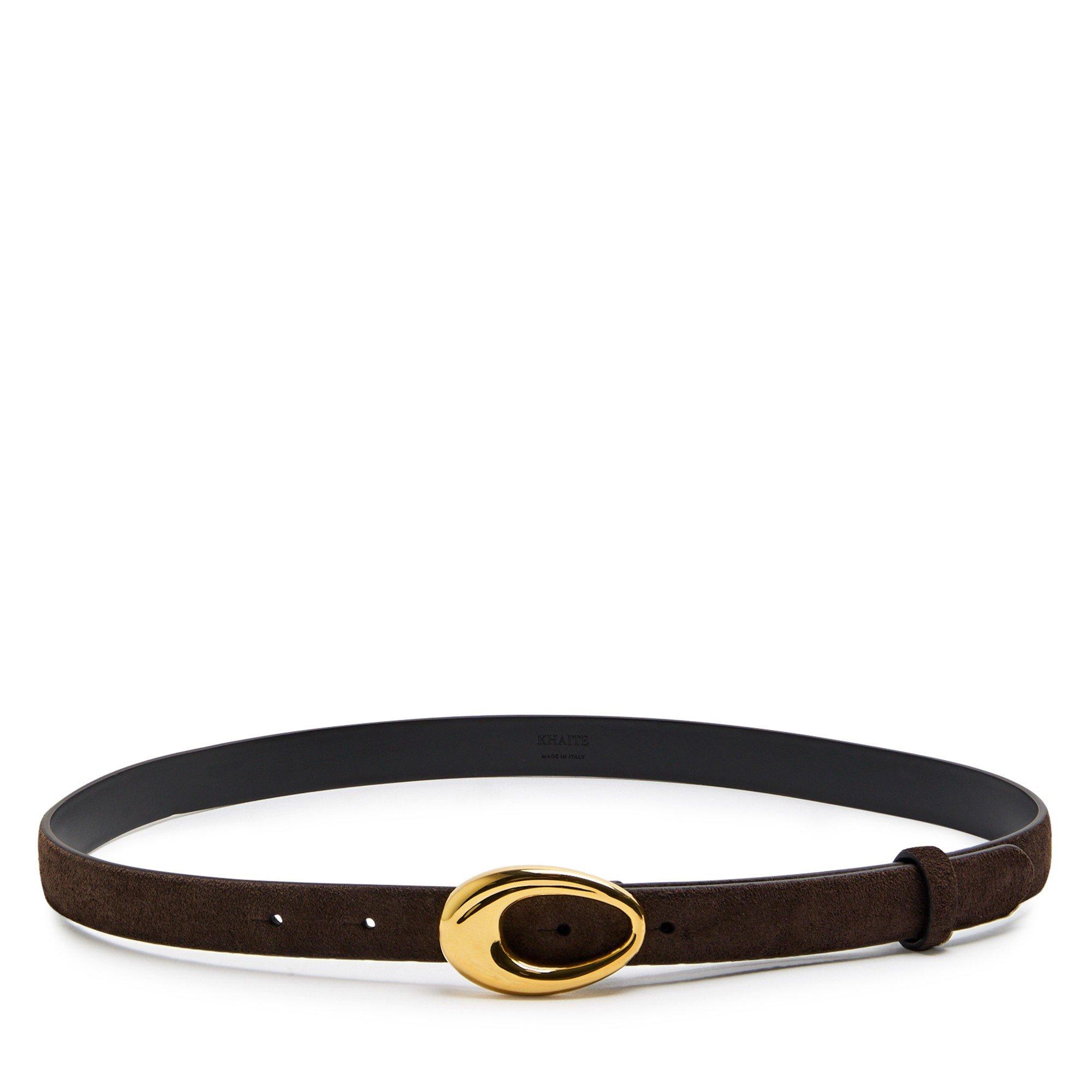 DARK BROWN - Khaite - OLIVIA BELT - GOLD (20MM) - 1