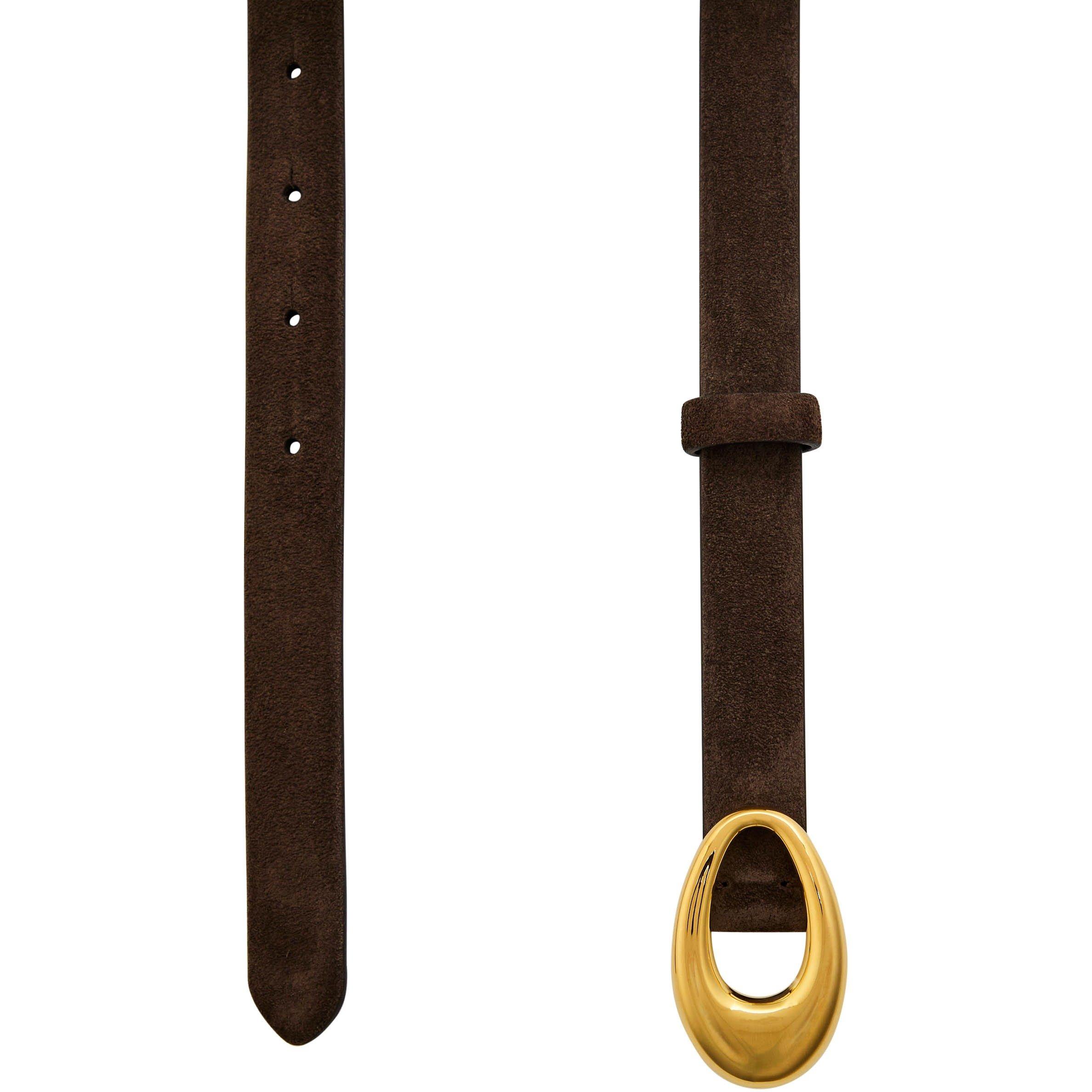 DARK BROWN - Khaite - OLIVIA BELT - GOLD (20MM) - 2