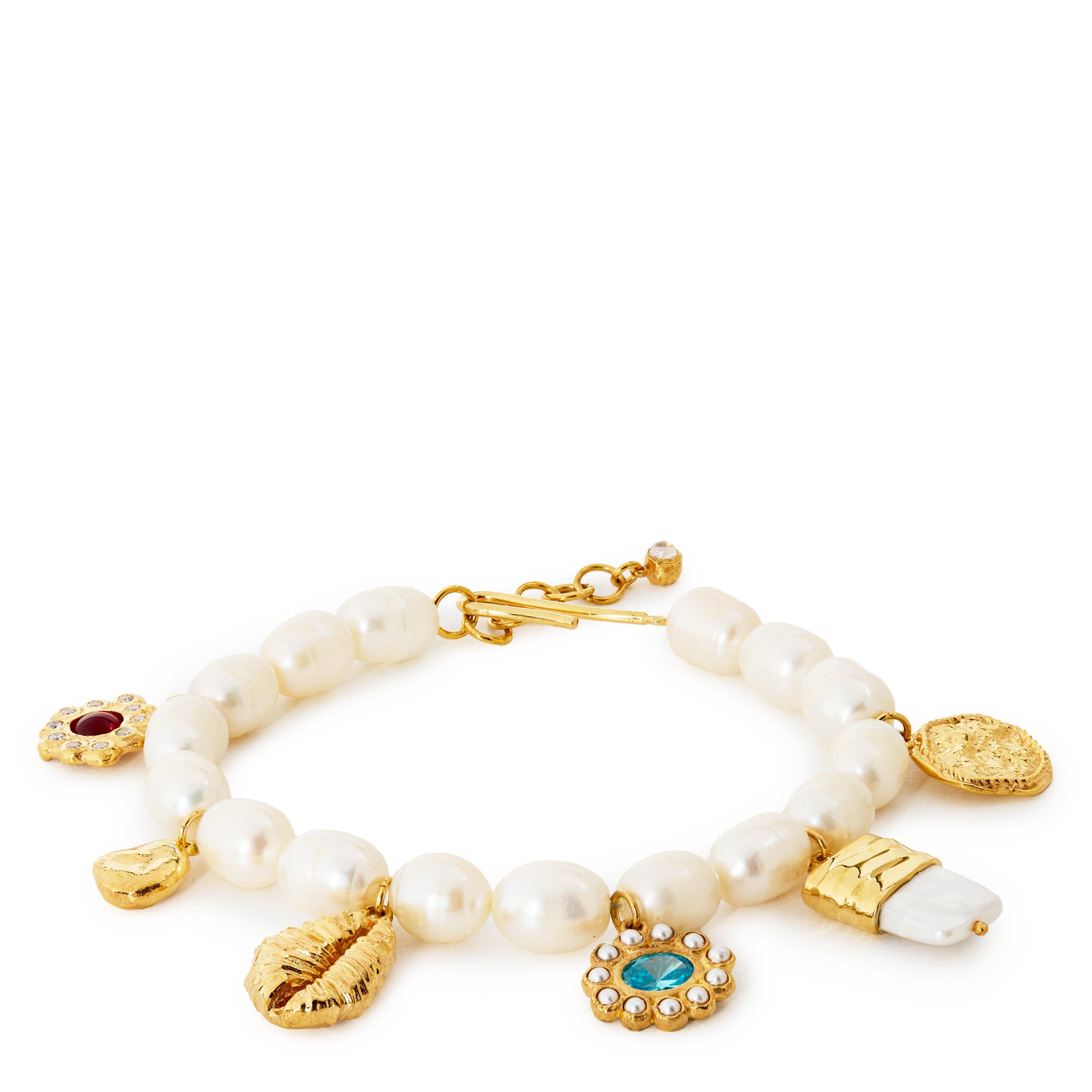 Joanna Laura Constantine Women's Pearl Gold Charm Bracelet