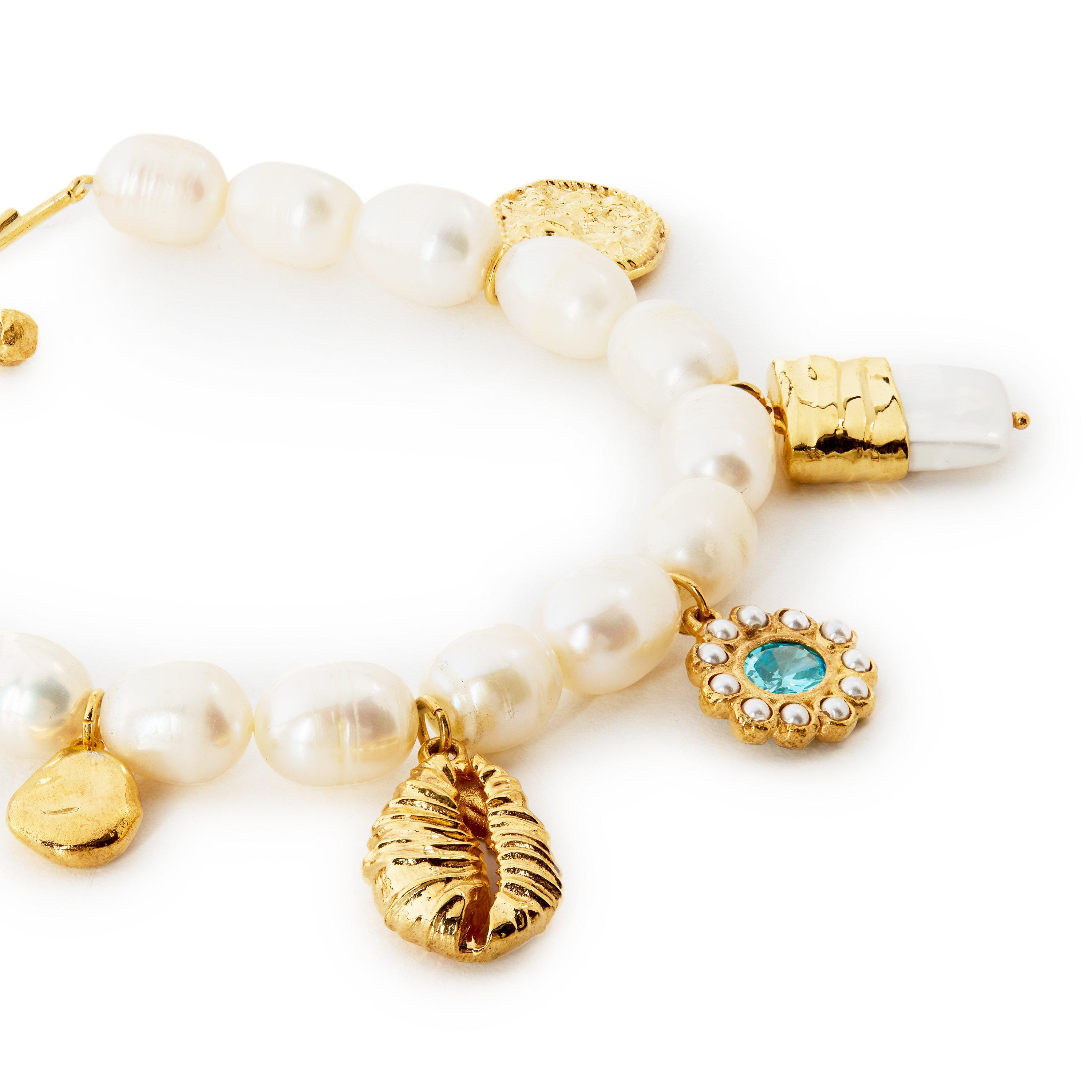 GOLD - Joanna Laura Constantine - Women's Pearl Gold Charm Bracelet - 2