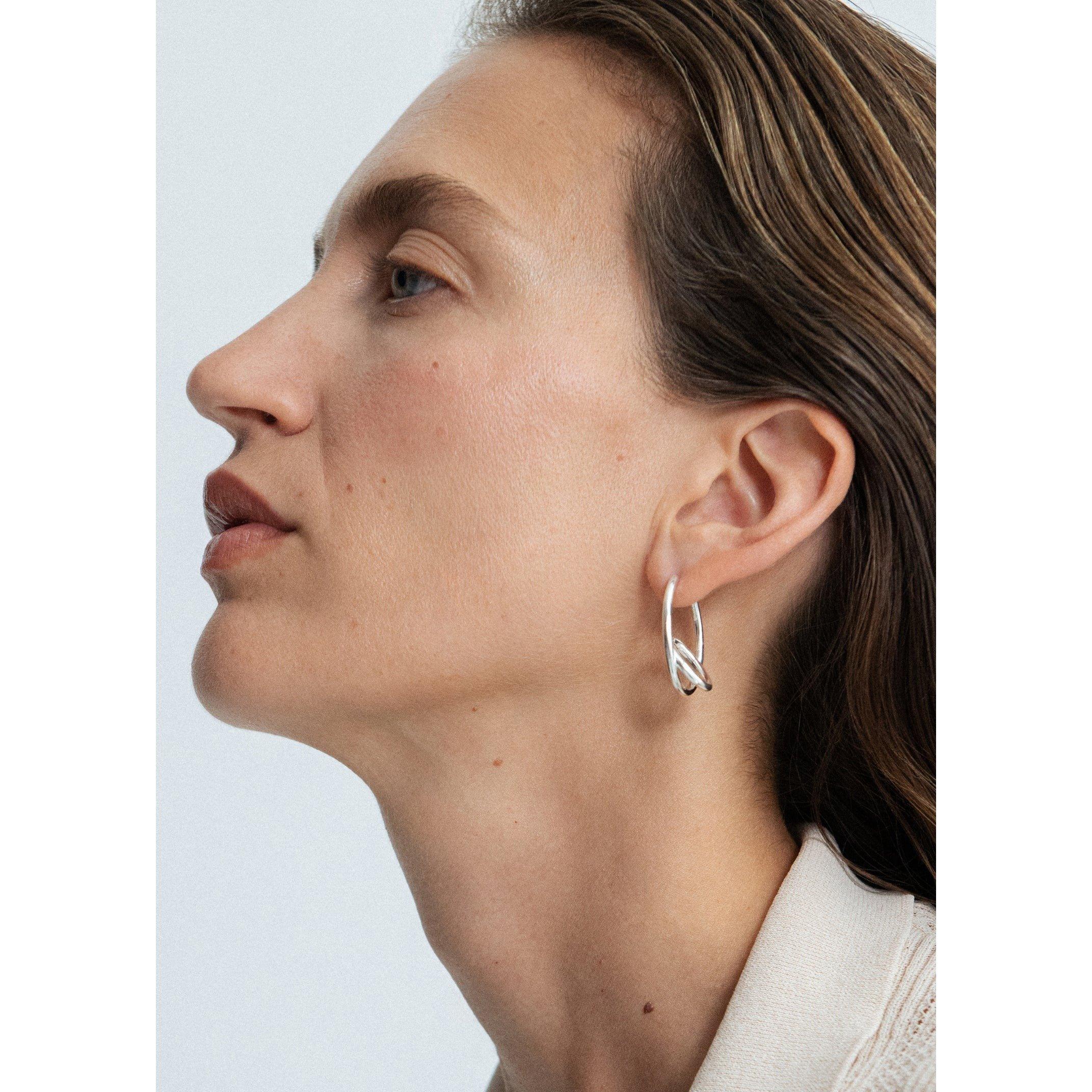SILVER - Otiumberg - Women's Spiralis Silver Hoop Earrings - 3