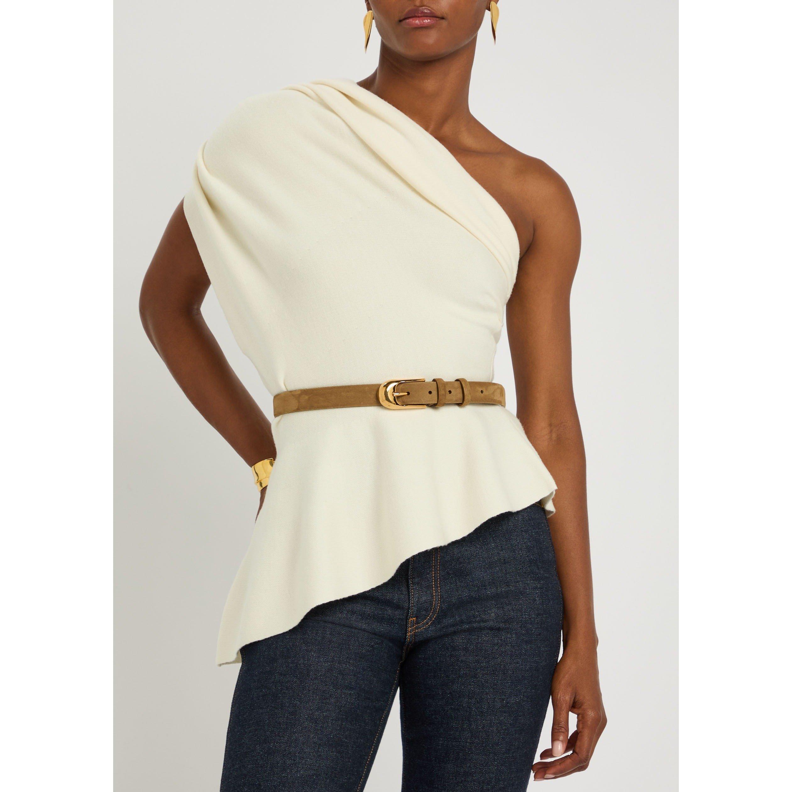 BEIGE - Khaite - Women's Dome Suede 25mm Belt - 3