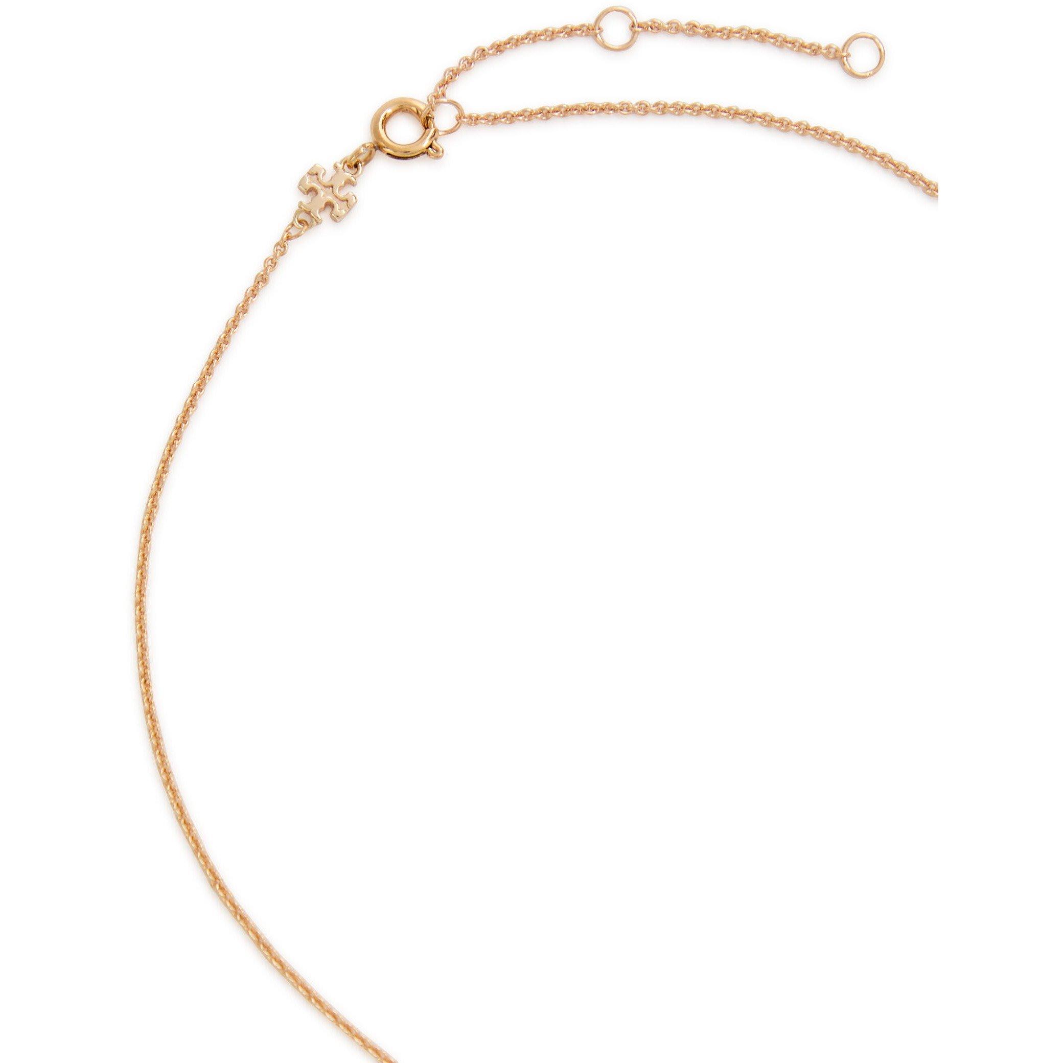GOLD AND OTHER - Tory Burch - Forget Me Not Pavé Pendant Nec - 4