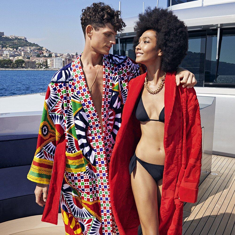 Multicoloured - Dolce and Gabbana Casa - DolceandGabbanaCasa Carretto Bathrobe - All Over Print - 2