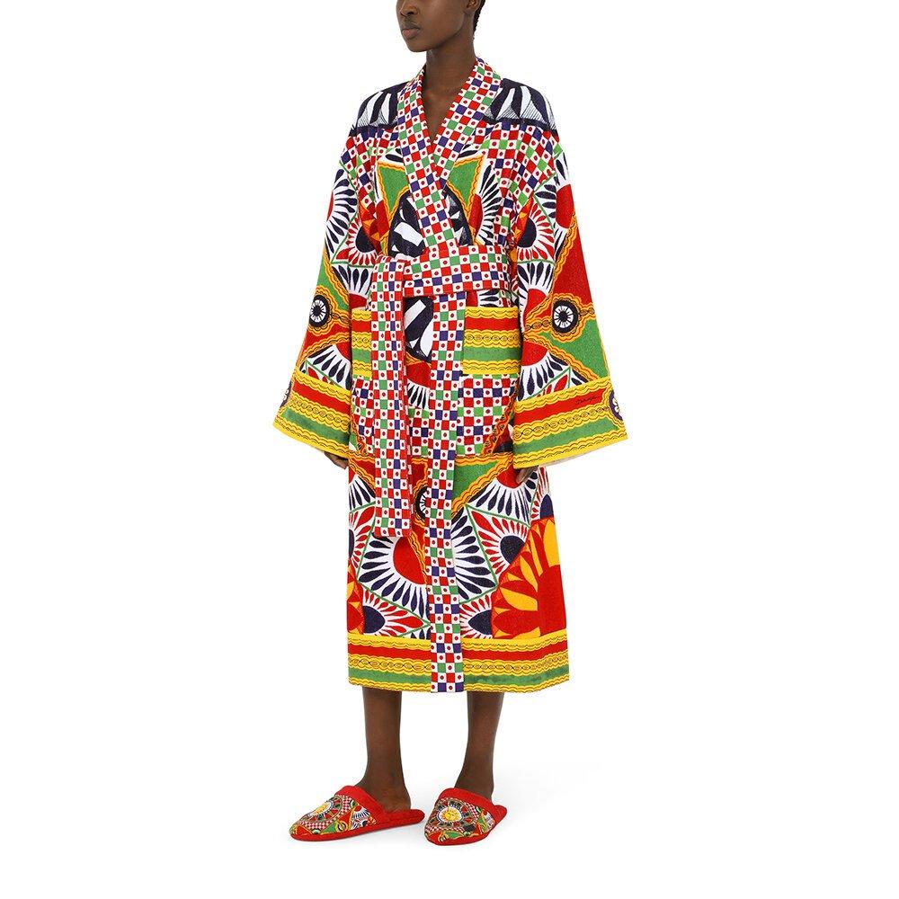 Multicoloured - Dolce and Gabbana Casa - DolceandGabbanaCasa Carretto Bathrobe - All Over Print - 11