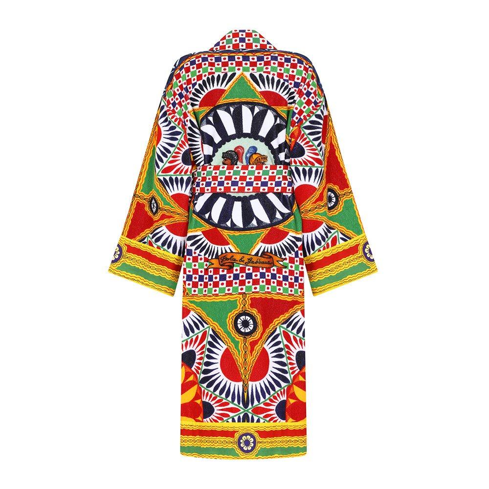 Multicoloured - Dolce and Gabbana Casa - DolceandGabbanaCasa Carretto Bathrobe - All Over Print - 5