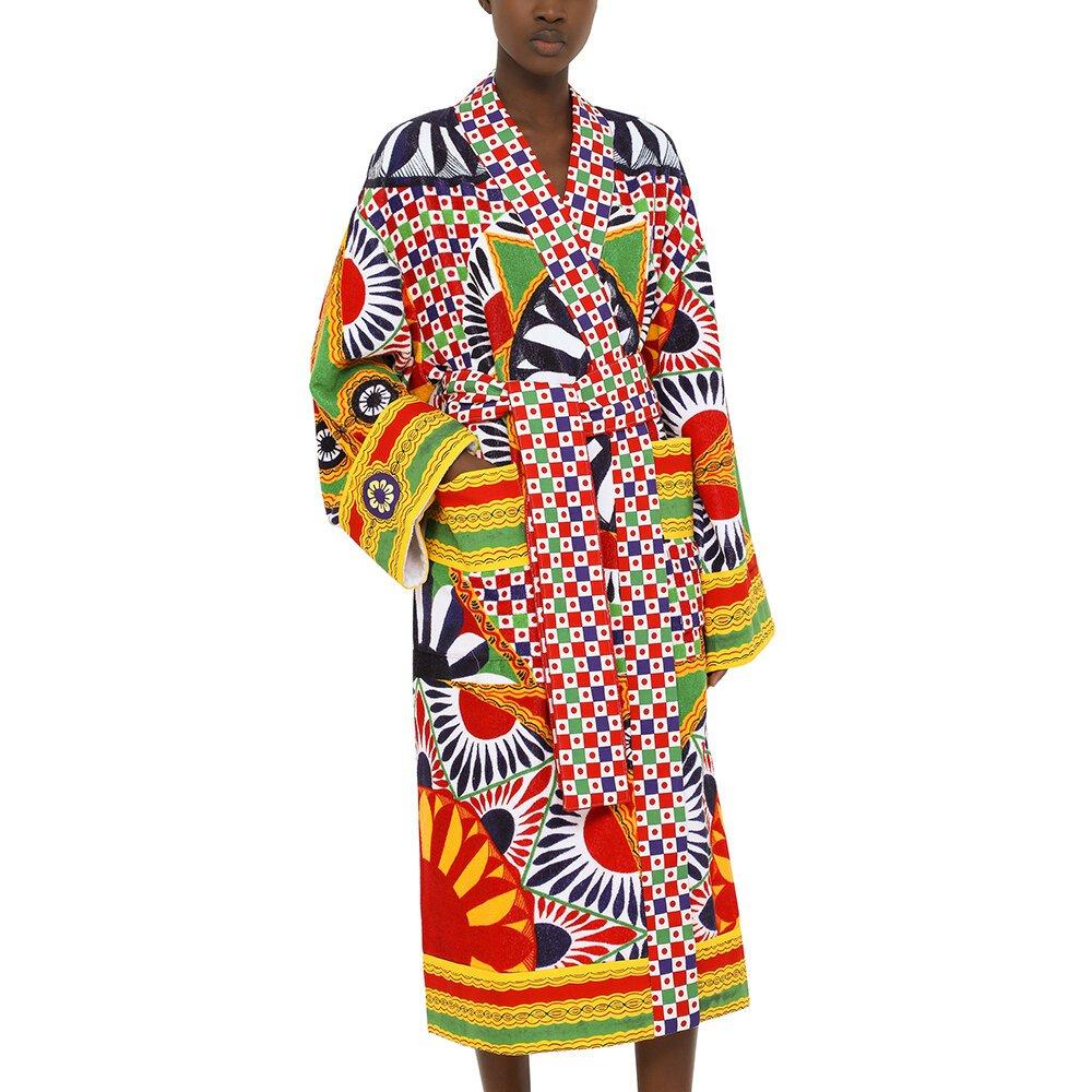 Multicoloured - Dolce and Gabbana Casa - DolceandGabbanaCasa Carretto Bathrobe - All Over Print - 10