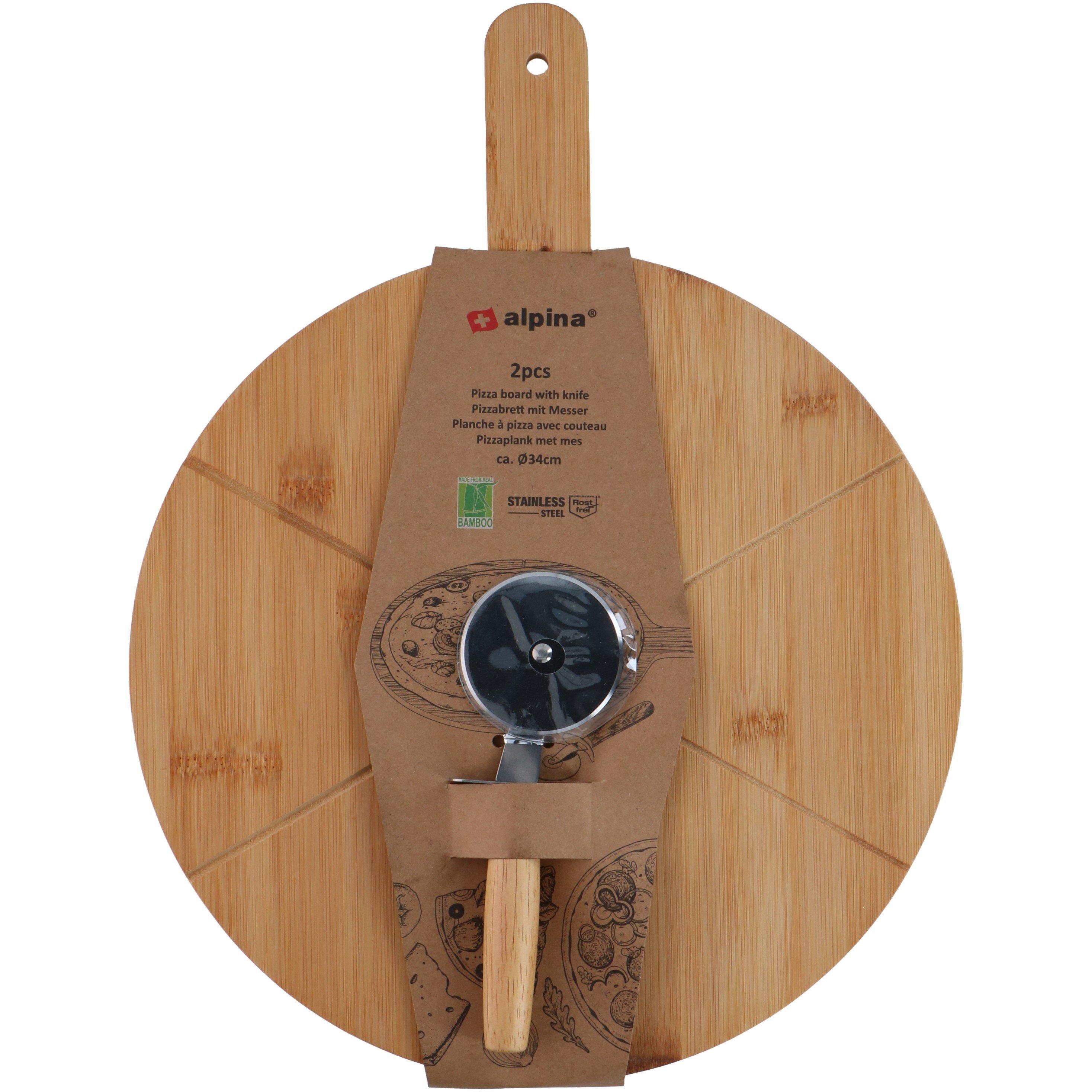 Brown - Alpina - ALPINA Pizza Board O34cm With Knife - 2