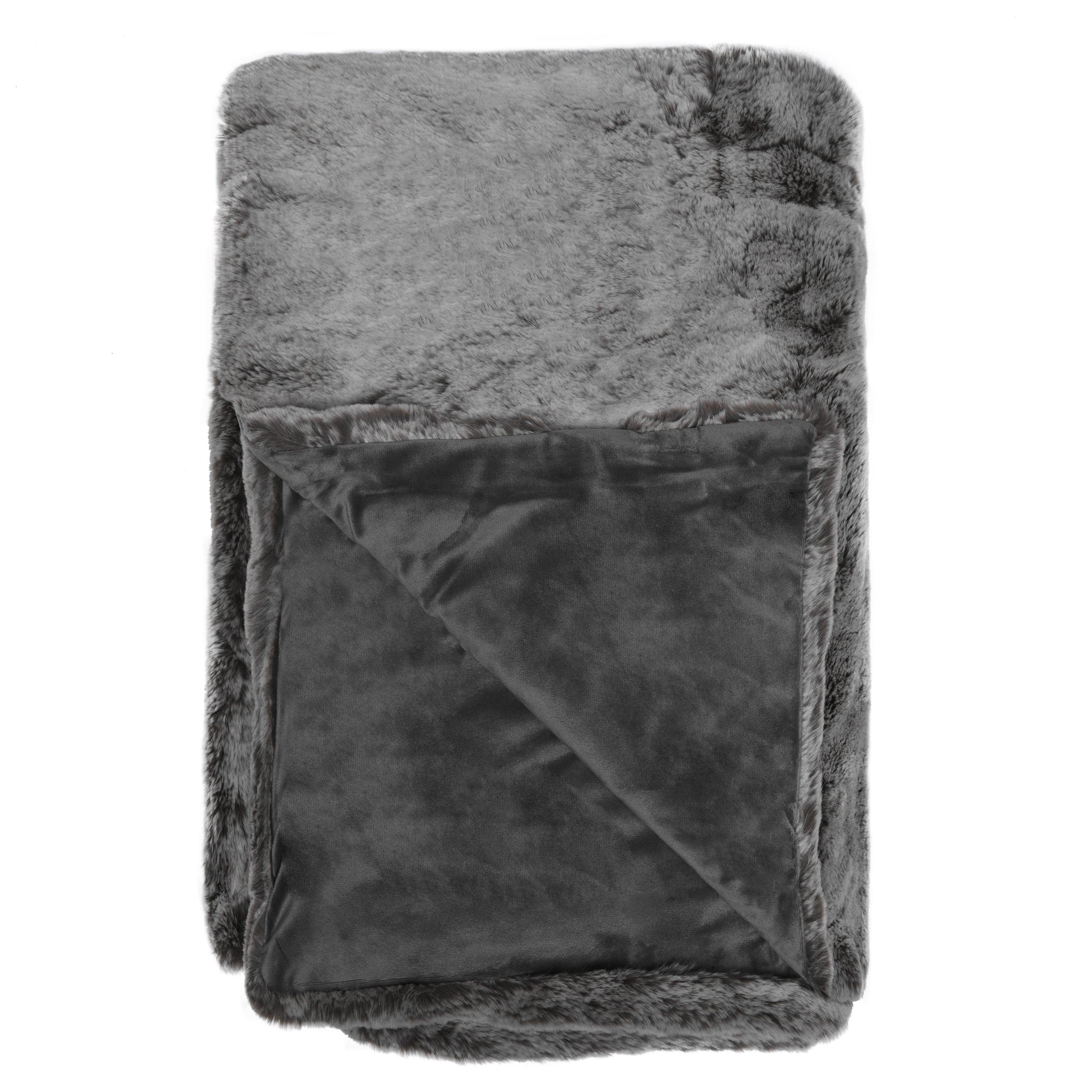 Silver - Hotel Collection - Tip Faux Fur Throw - 1