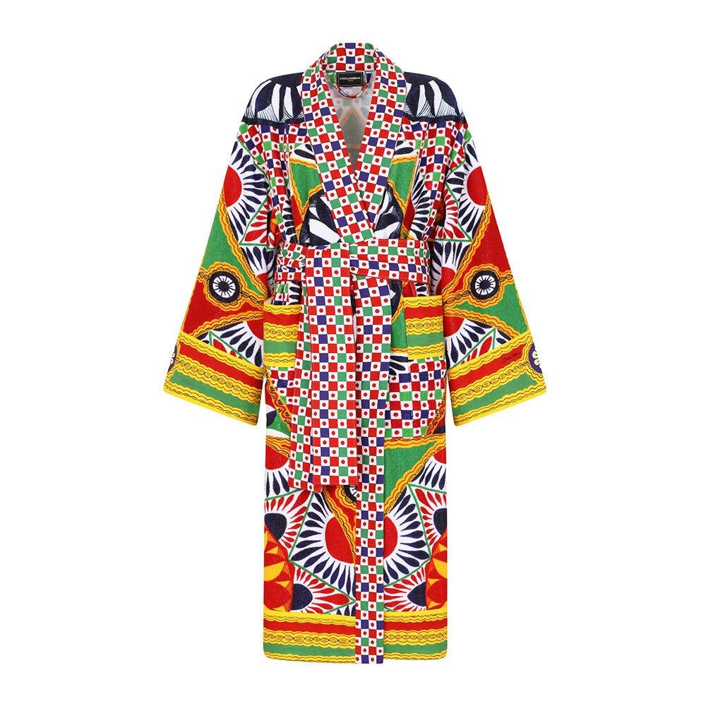 Multicoloured - Dolce and Gabbana Casa - DolceandGabbanaCasa Carretto Bathrobe - All Over Print - 1