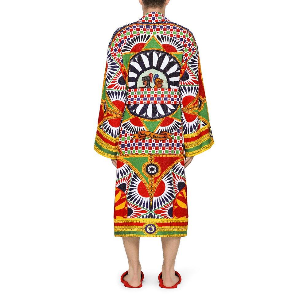 Multicoloured - Dolce and Gabbana Casa - DolceandGabbanaCasa Carretto Bathrobe - All Over Print - 3