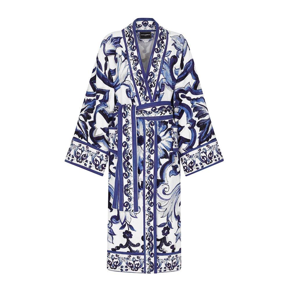 Blue - Dolce and Gabbana Casa - DolceandGabbanaCasa Blu Mediterraneo Bathrobe - All Over Print - 1