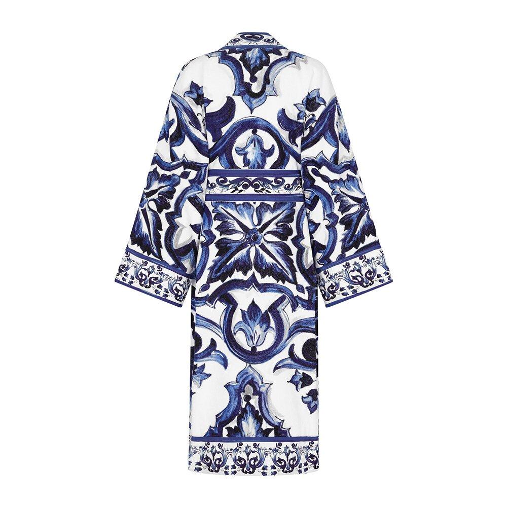 Blue - Dolce and Gabbana Casa - DolceandGabbanaCasa Blu Mediterraneo Bathrobe - All Over Print - 5