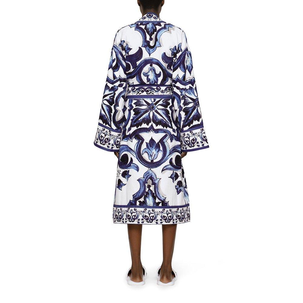 Blue - Dolce and Gabbana Casa - DolceandGabbanaCasa Blu Mediterraneo Bathrobe - All Over Print - 6