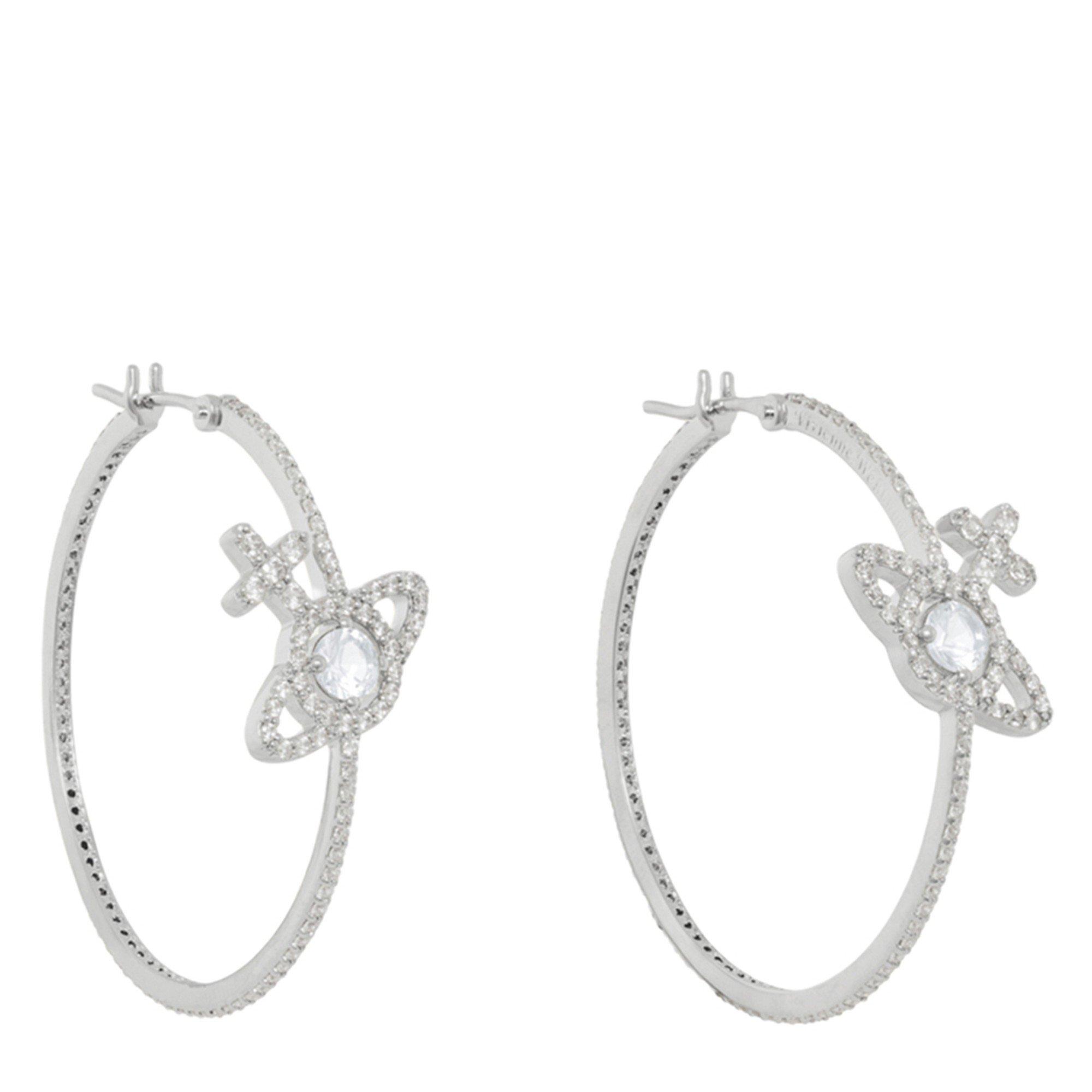 SILVER - Vivienne Westwood - OLYMPIA CZ HOOP EARRINGS