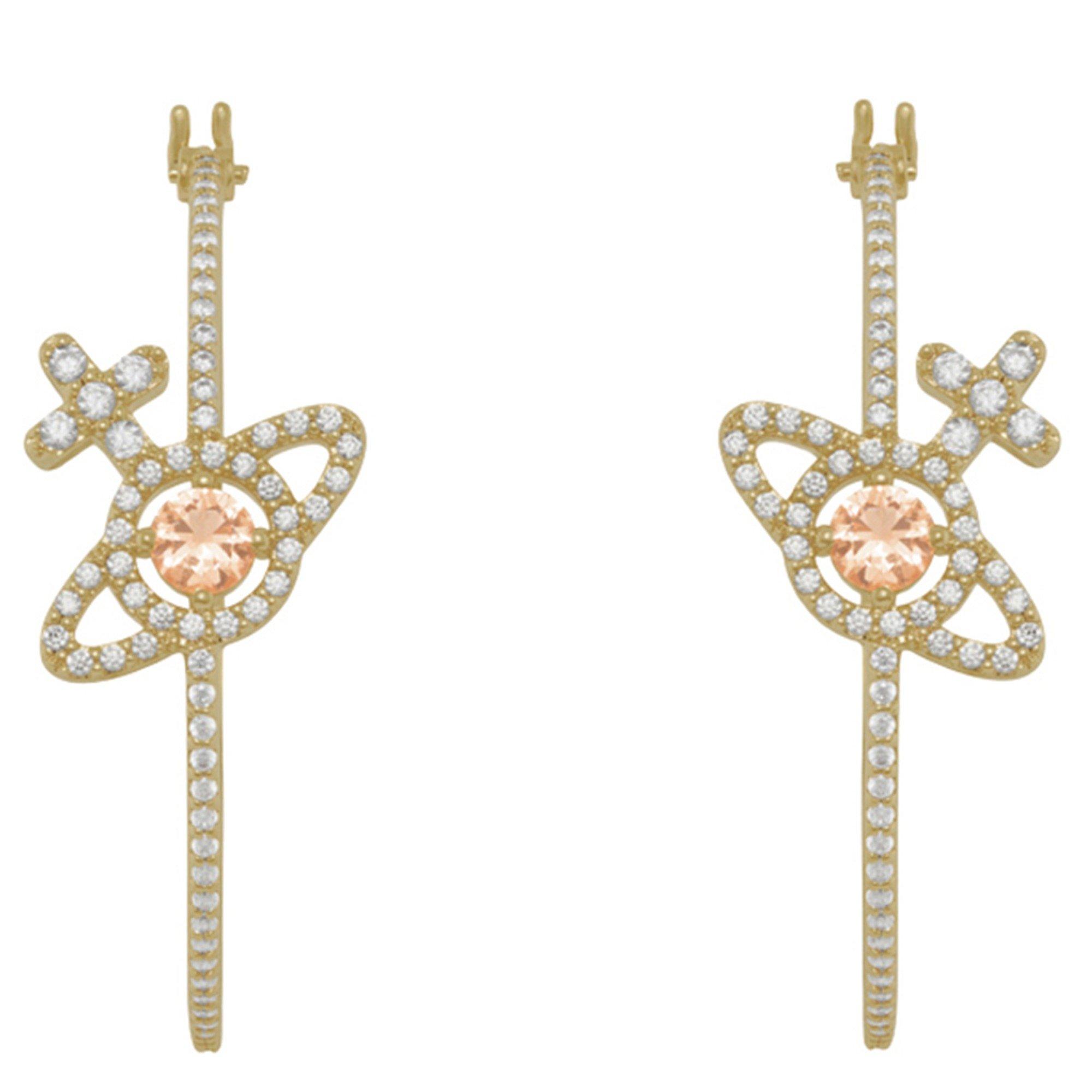 GOLD - Vivienne Westwood - Women's Olympia CZ Hoop Earrings - 2