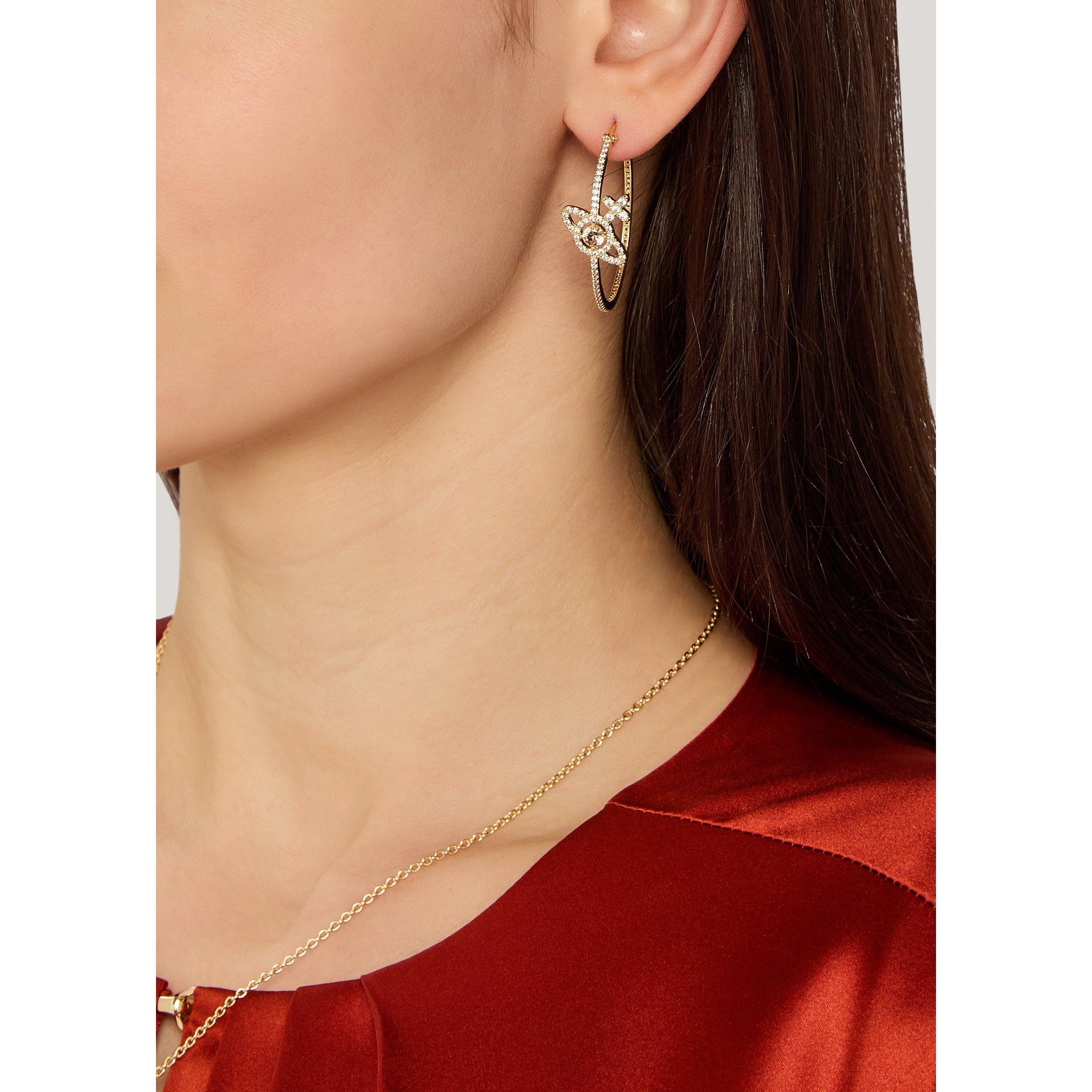 GOLD - Vivienne Westwood - Women's Olympia CZ Hoop Earrings - 3