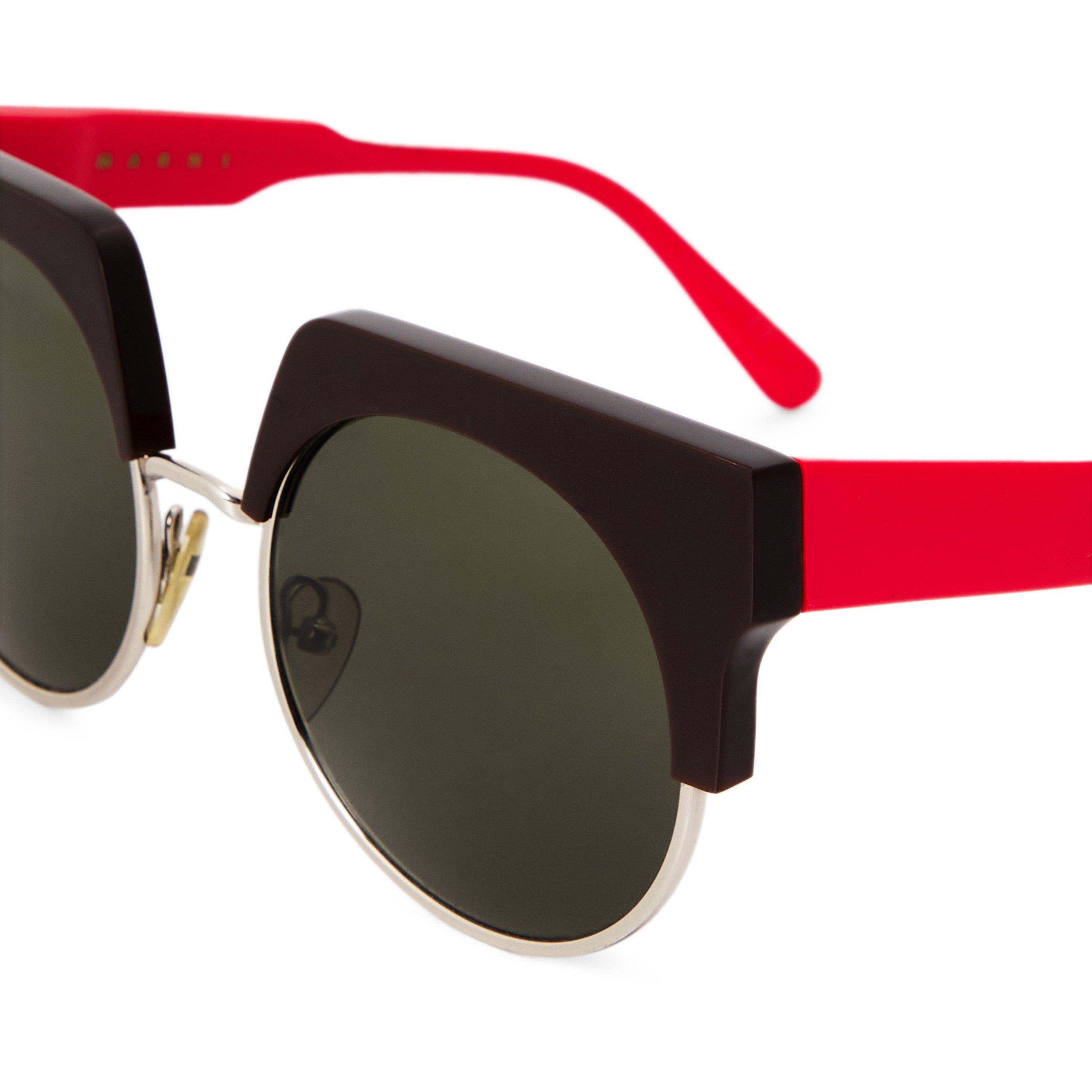 BROWN - Marni - Women's ME602S09 Graphic Acetate Round Sunglasses - 3