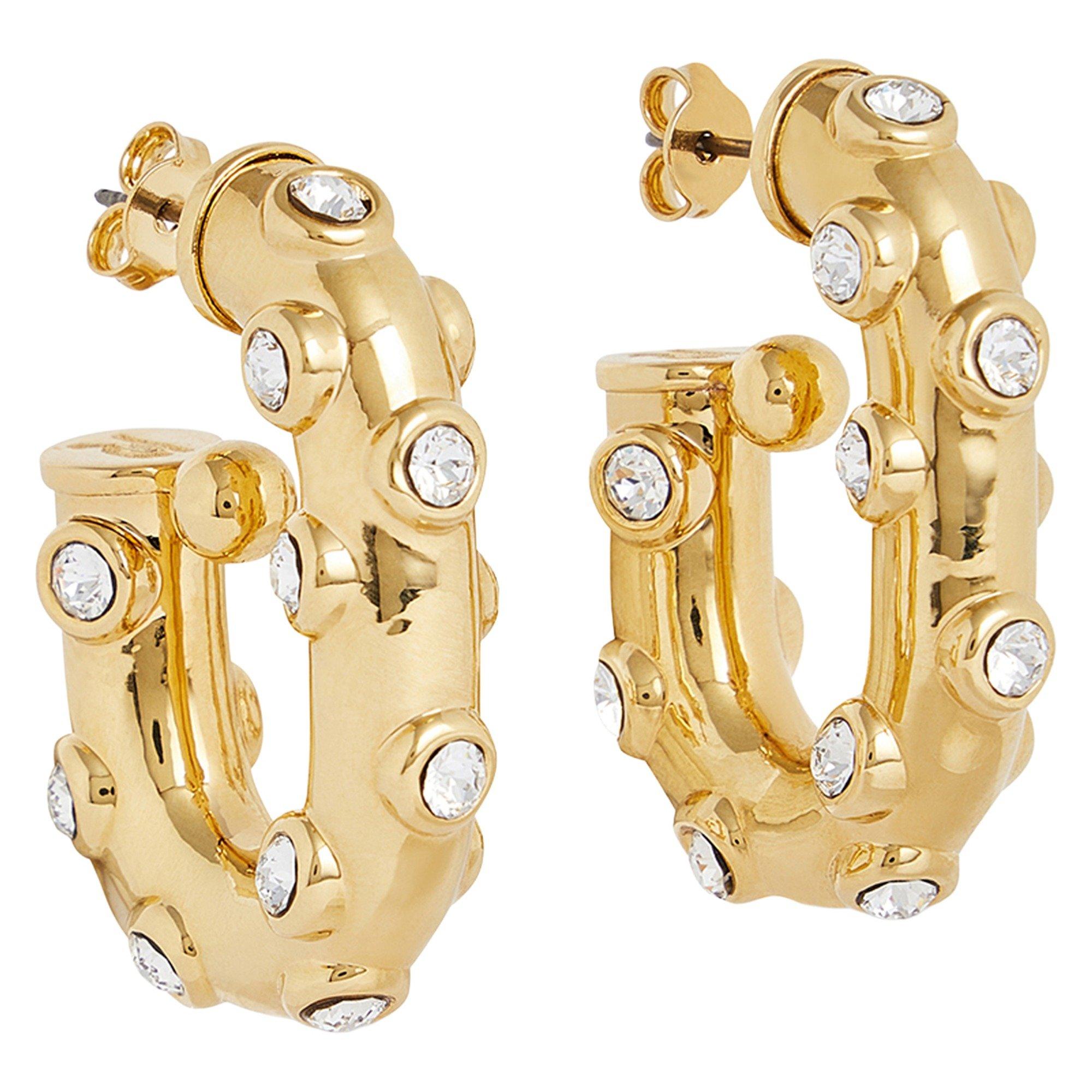 GOLD - Rabanne - Women's Gold Crystal Hoop Earrings - 2