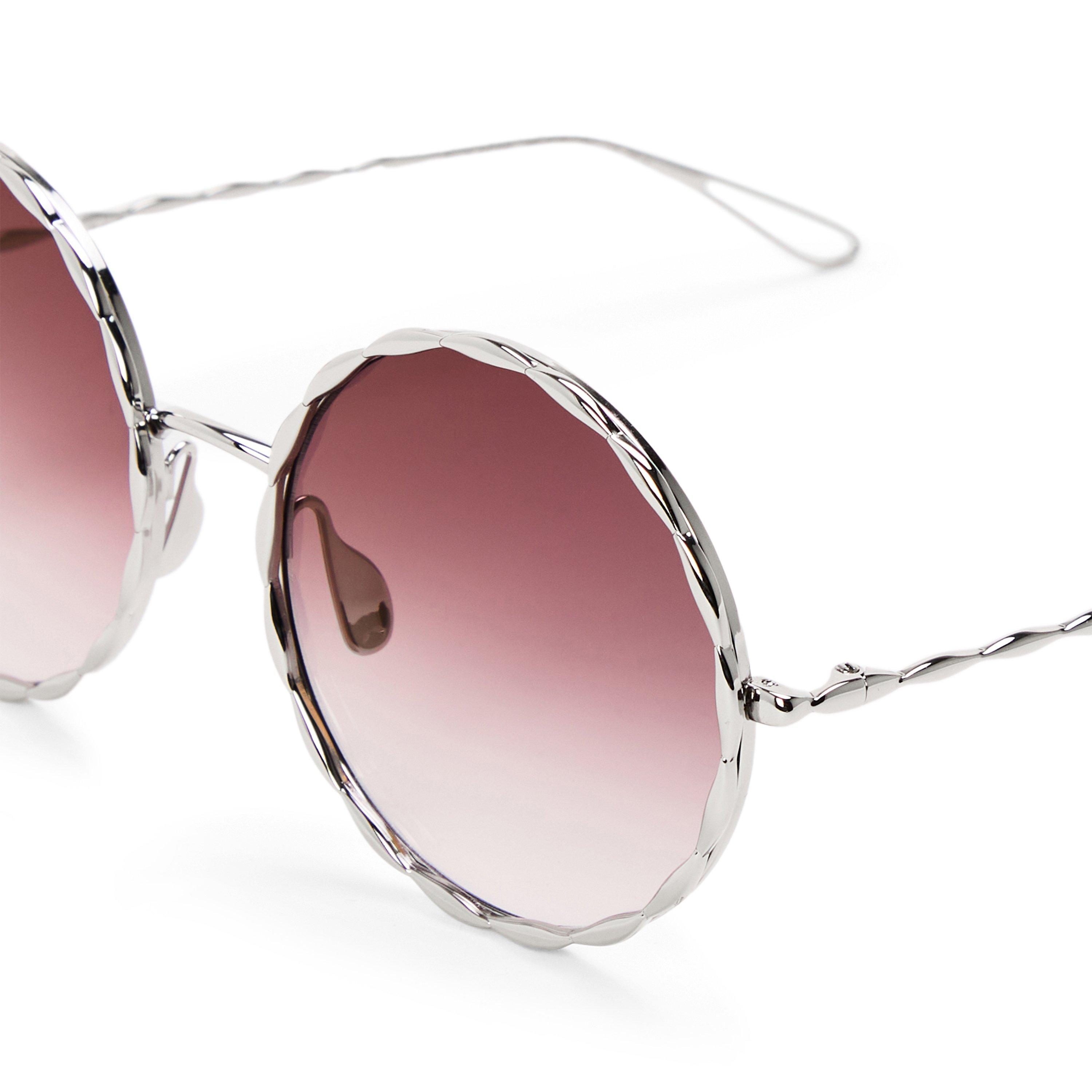 SILVER - Elie Saab - Women's ES 004/S09 Stainless Steel Round Sunglasses - 3