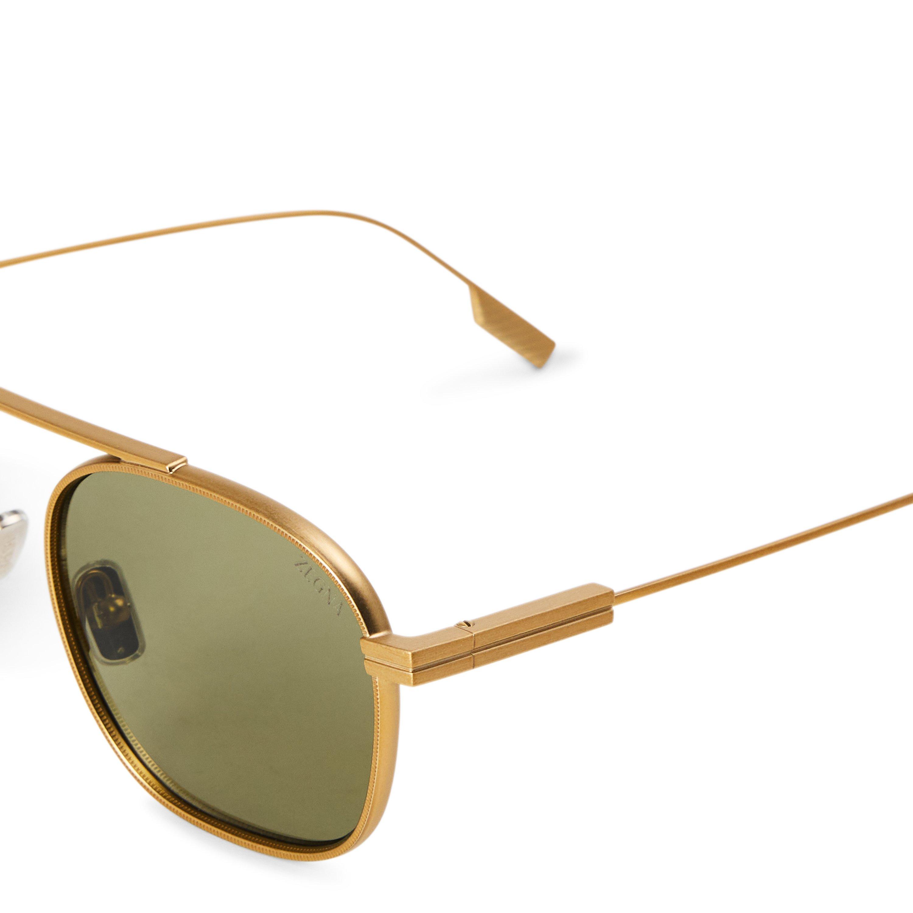 GOLD - Zegna - Men's Stainless Steel Aviator Sunglasses - 3