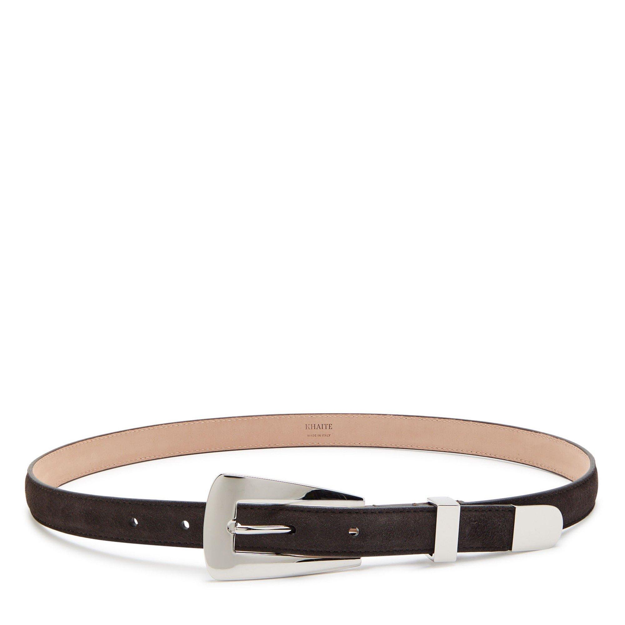 DARK BROWN - Khaite - LUCCA BELT - SILVER (25MM)