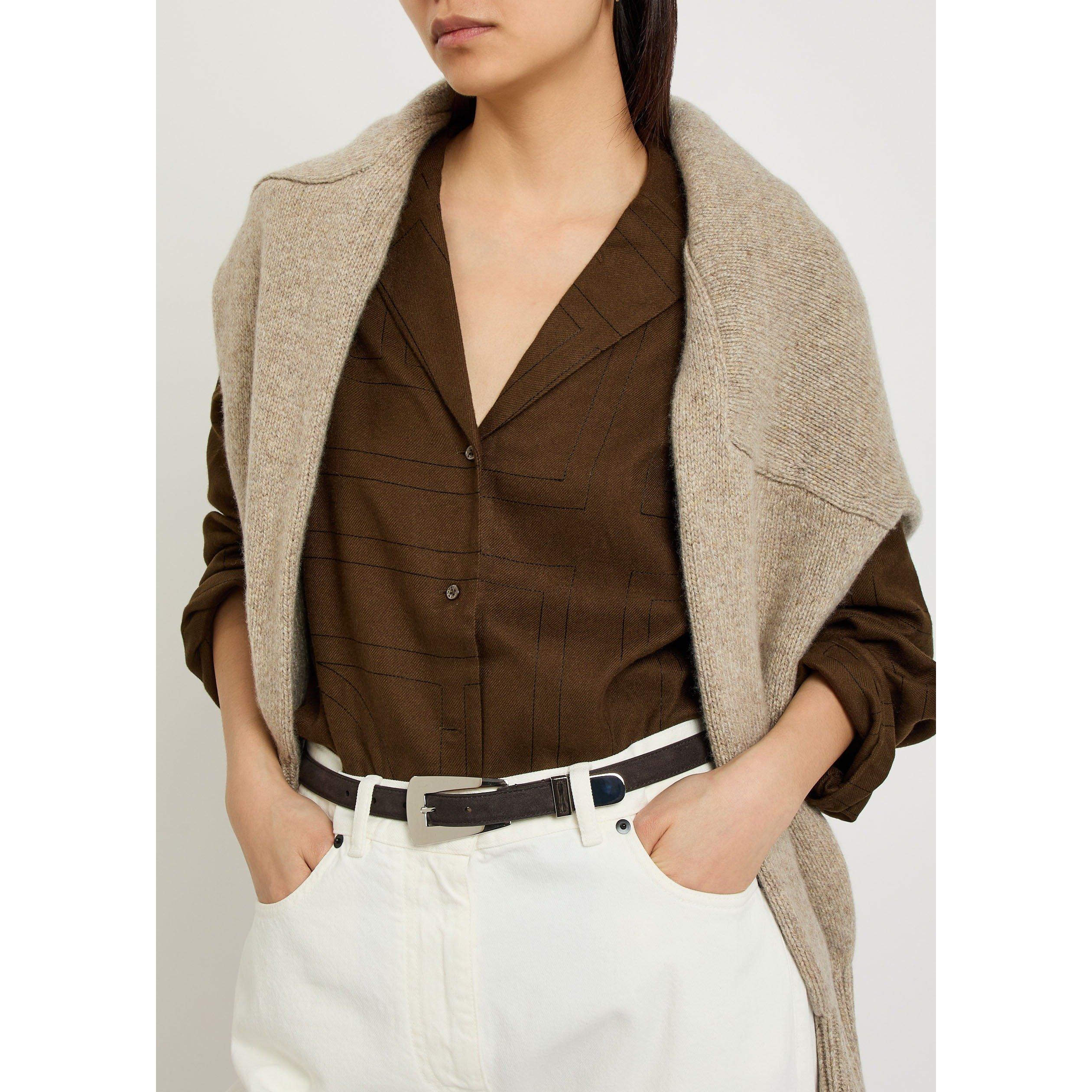 DARK BROWN - Khaite - LUCCA BELT - SILVER (25MM) - 3