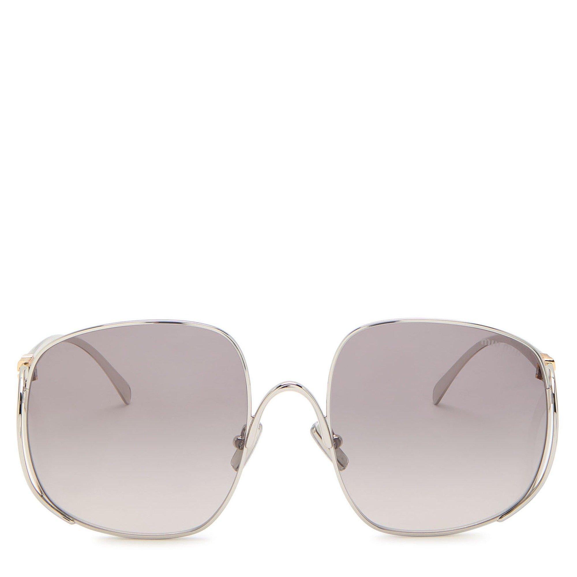 SILVER - Miu Miu - Women's Stainless Steel Oversized Sunglasses - 2
