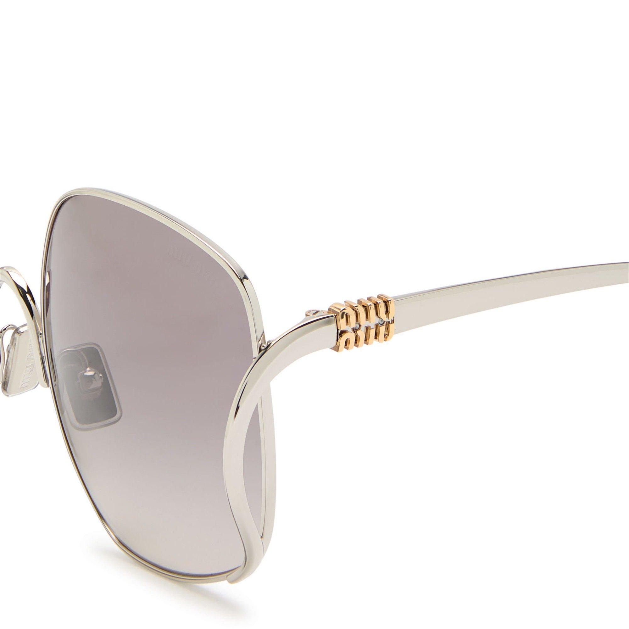 SILVER - Miu Miu - Women's Stainless Steel Oversized Sunglasses - 3