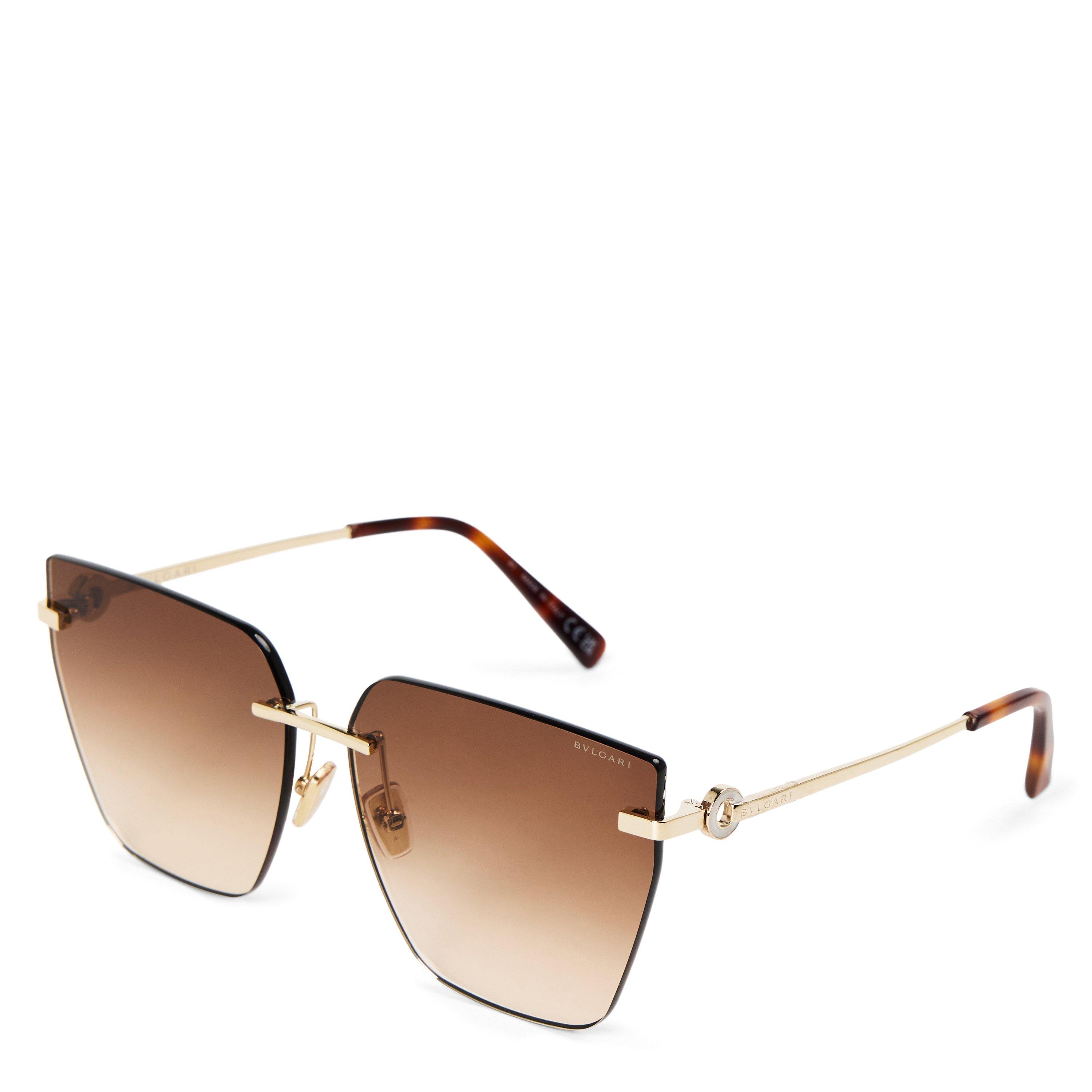 GOLD - Bvlgari - Women's BVG Rimless Stainless Steel Square Sunglasses - 1