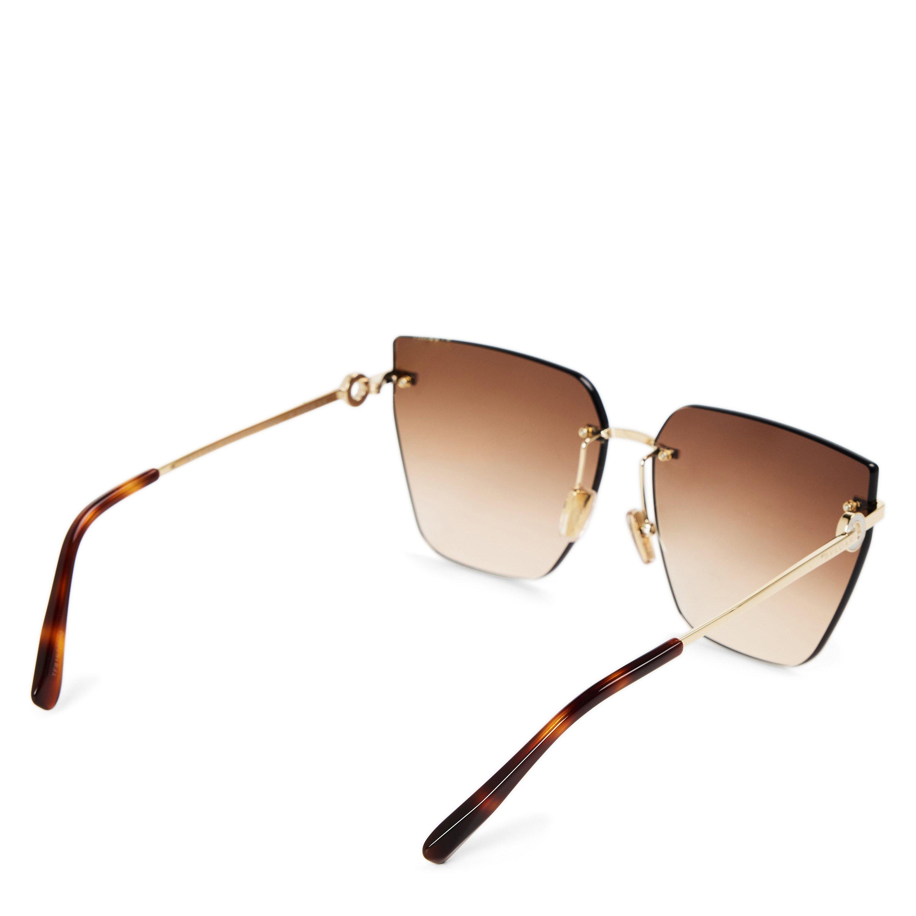 GOLD - Bvlgari - Women's BVG Rimless Stainless Steel Square Sunglasses - 2