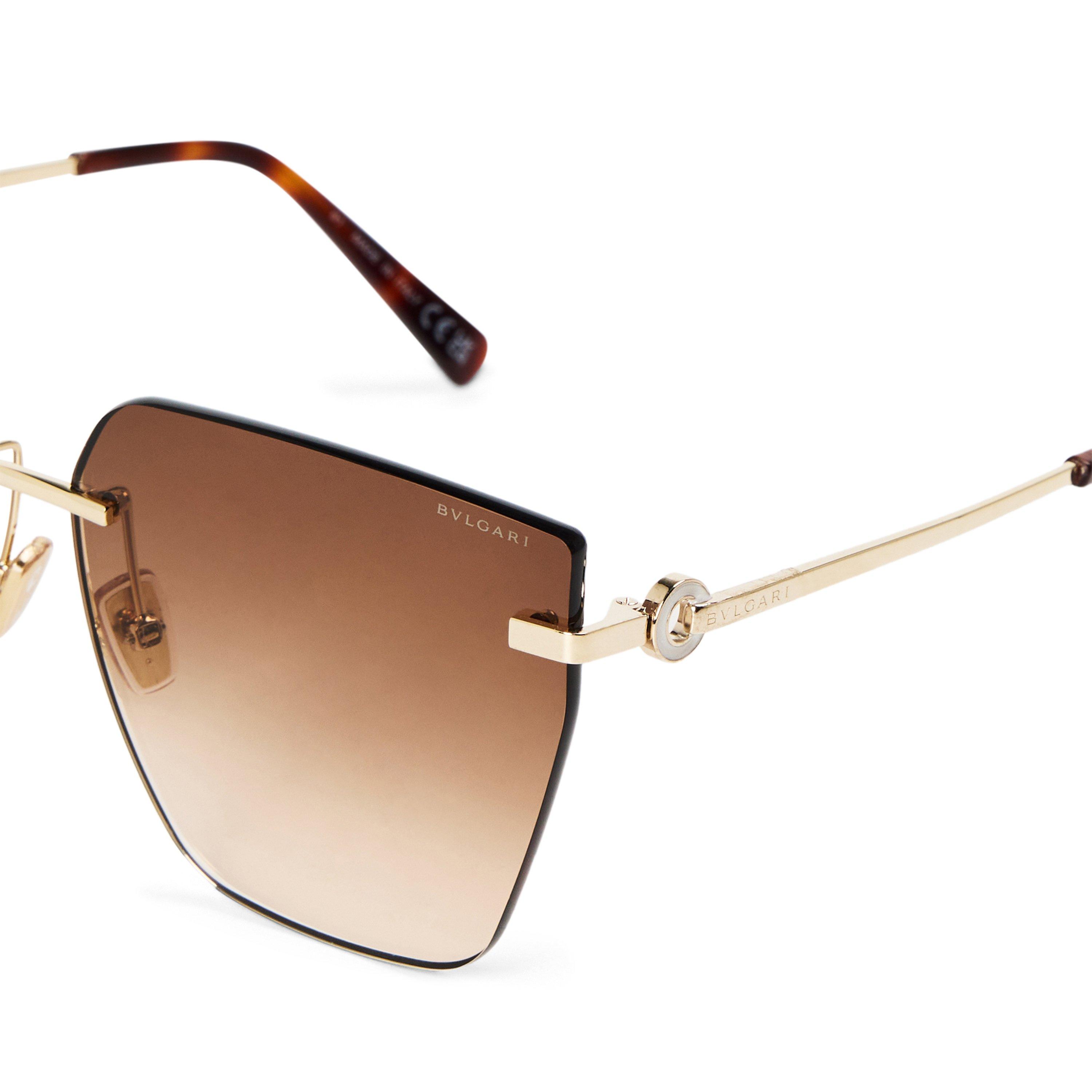 GOLD - Bvlgari - Women's BVG Rimless Stainless Steel Square Sunglasses - 3