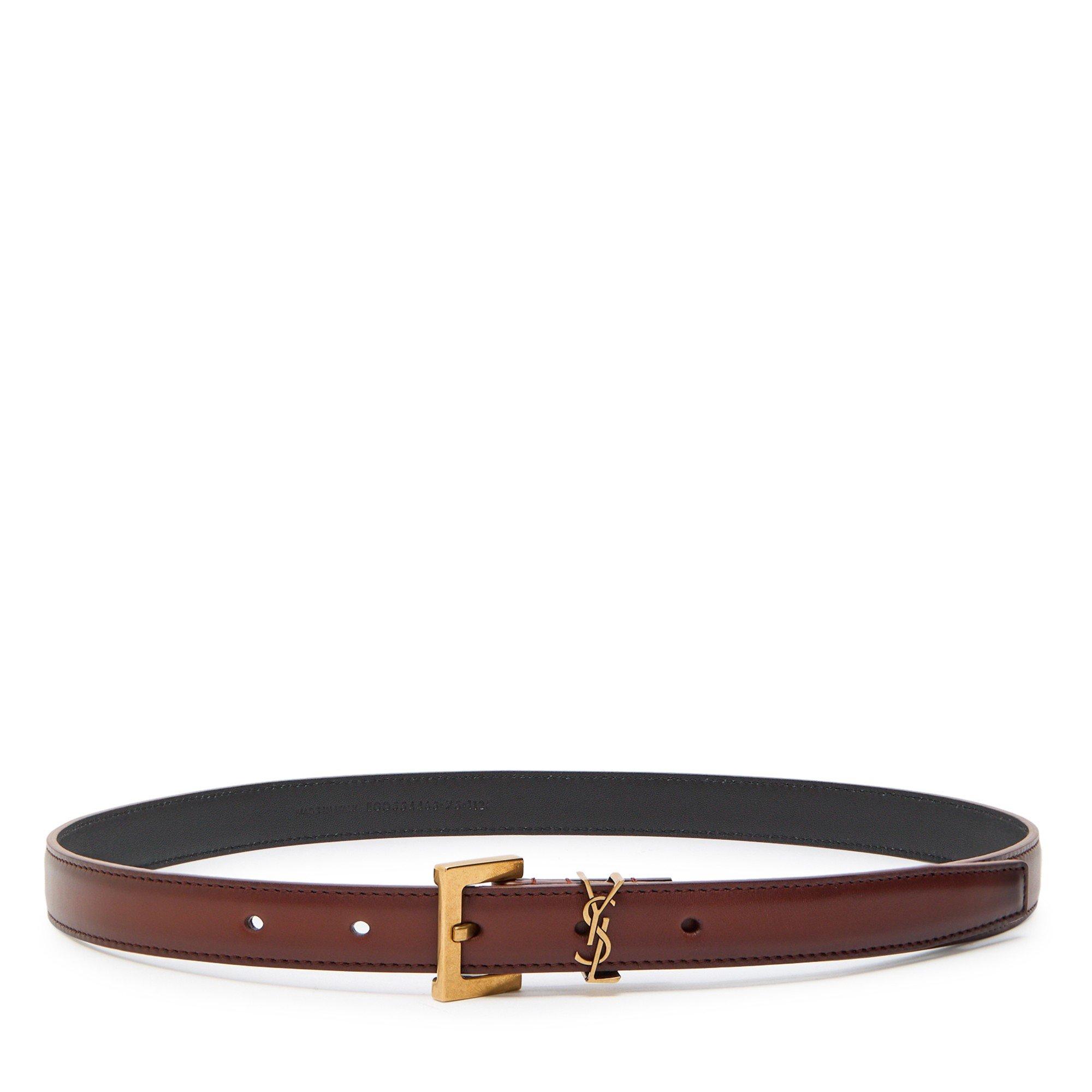 DARK BROWN - Saint Laurent - LOGO BELT 2CM