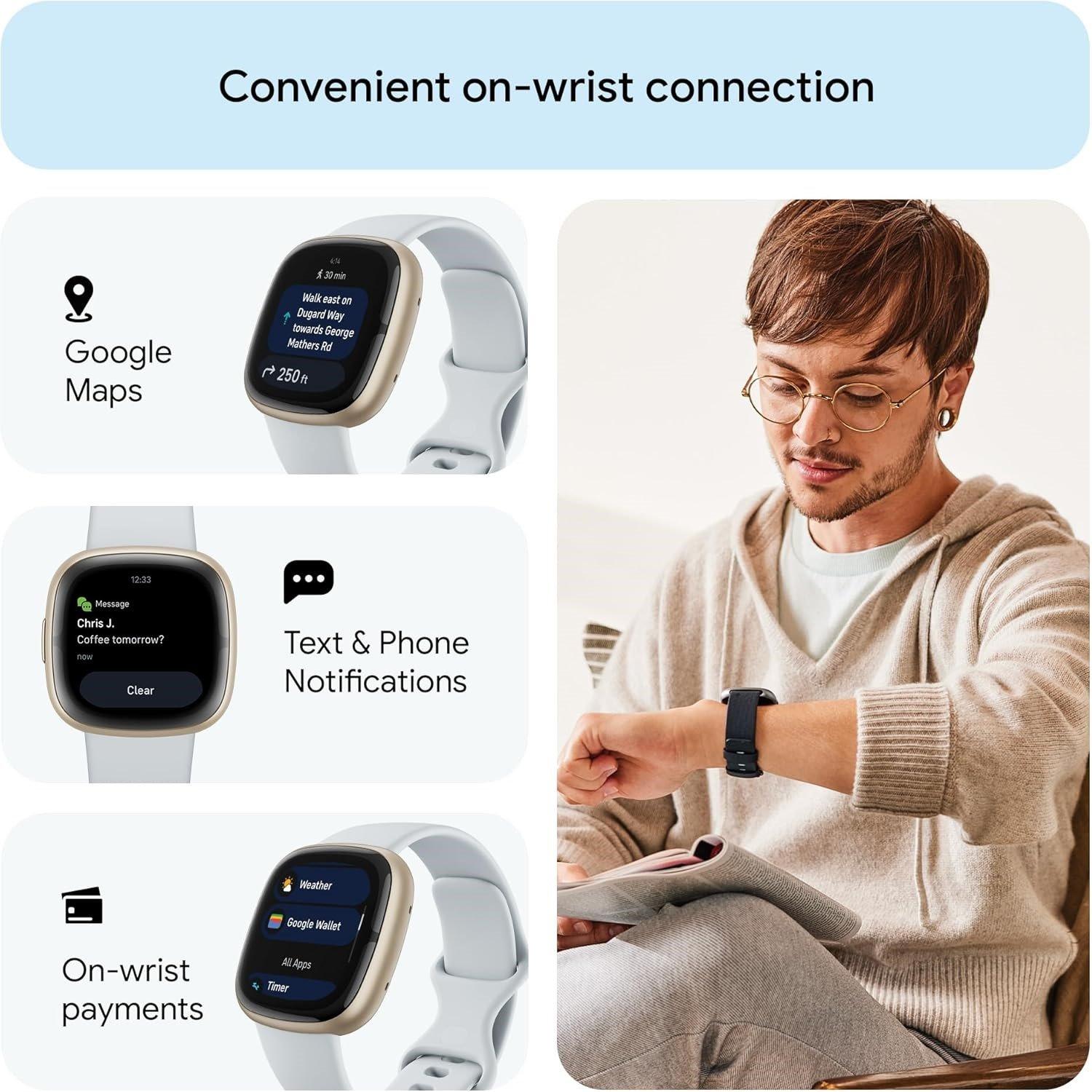 Gold - Fitbit - Sense 2 Blue mist / Soft Gold - 5