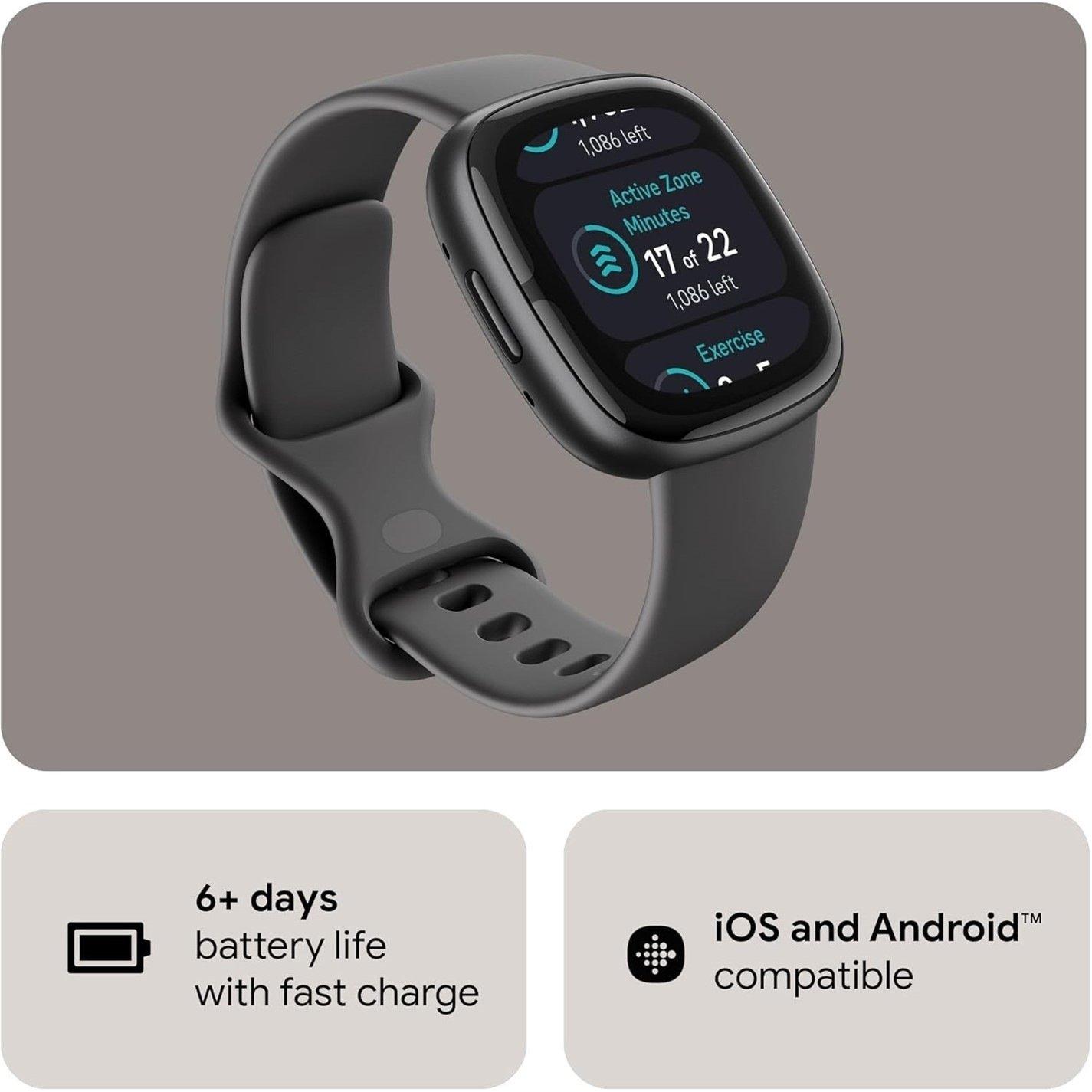 Grey - Fitbit - 2 Health and Fitness Smartwatch with built-in GPS advanced health features up to 6 days batt - 2