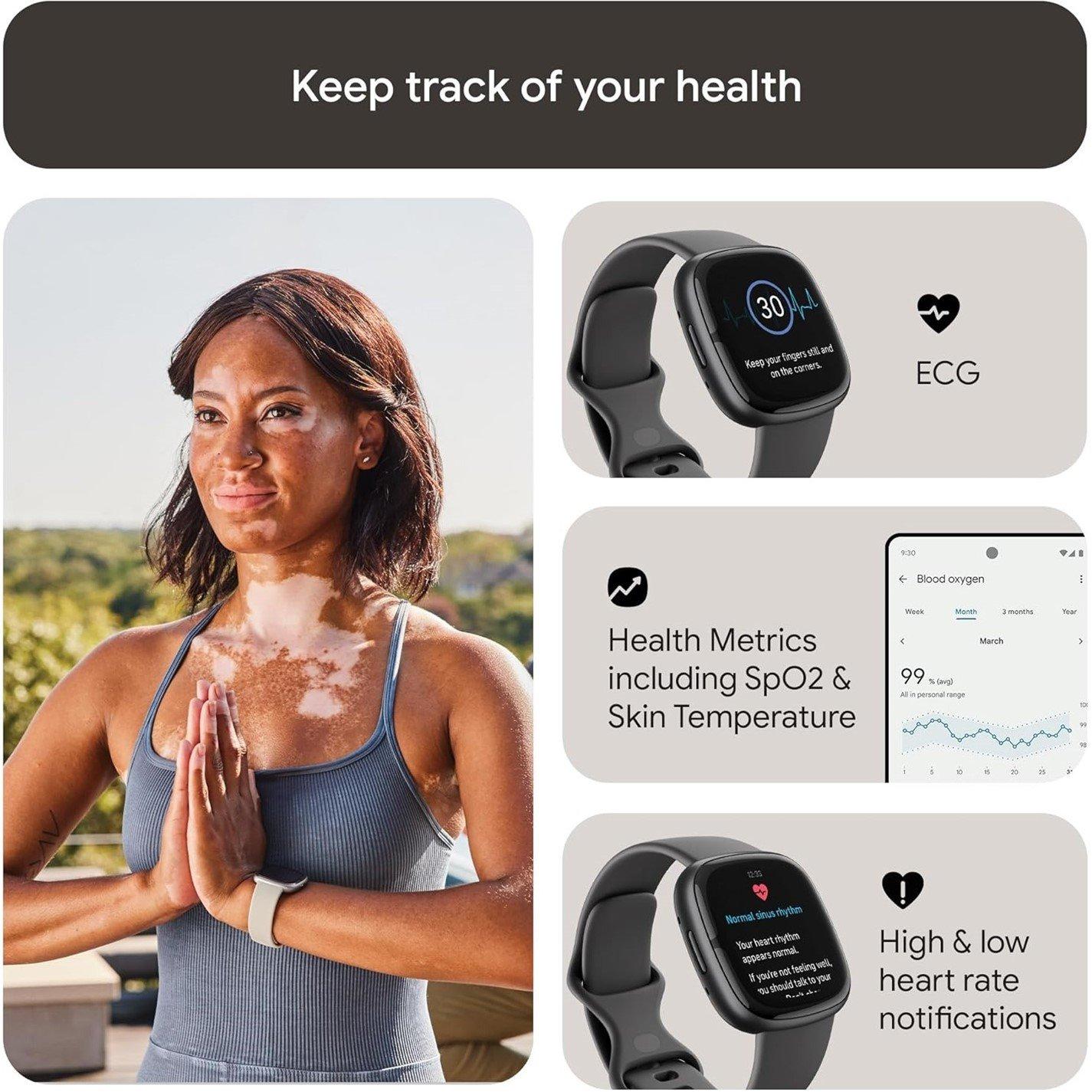 Grey - Fitbit - 2 Health and Fitness Smartwatch with built-in GPS advanced health features up to 6 days batt - 5