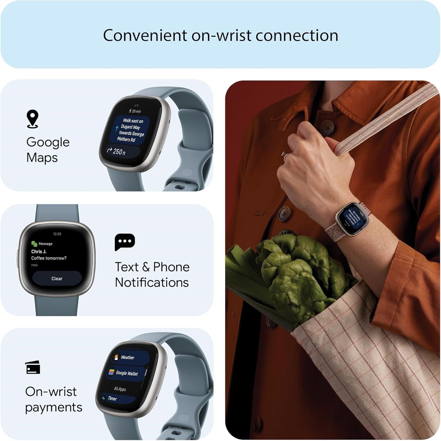 Blue - Fitbit - 4 Fitness Smartwatch with built-in GPS and up to 6 days battery life Waterfall Blue/Platinum - 4