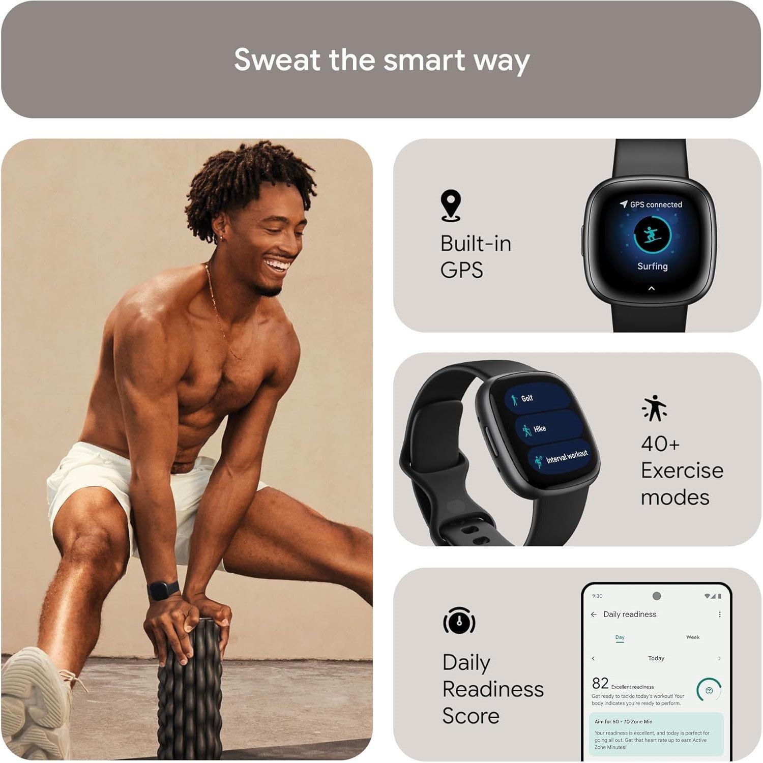 Black - Fitbit - Versa 4 Black/ Graphite - 3
