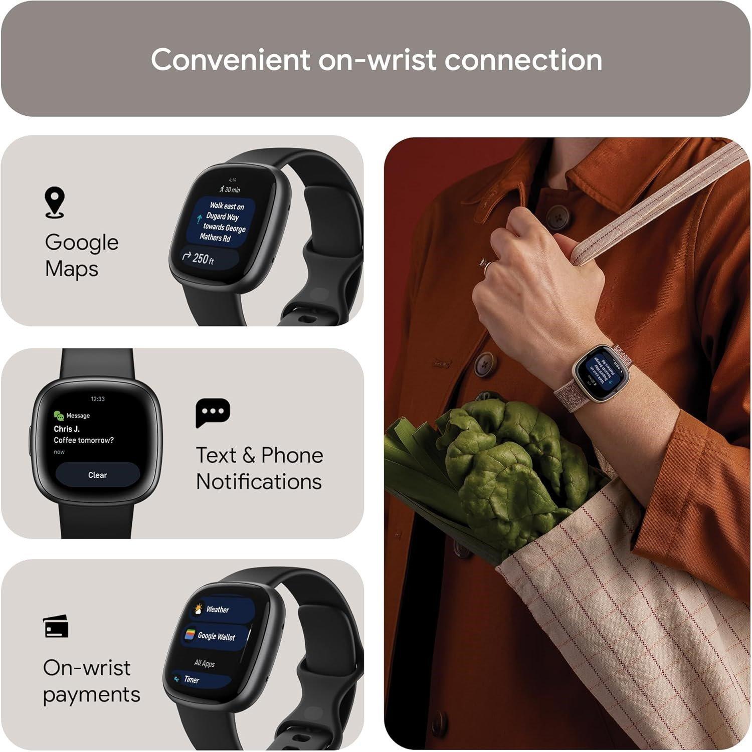 Black - Fitbit - Versa 4 Black/ Graphite - 4