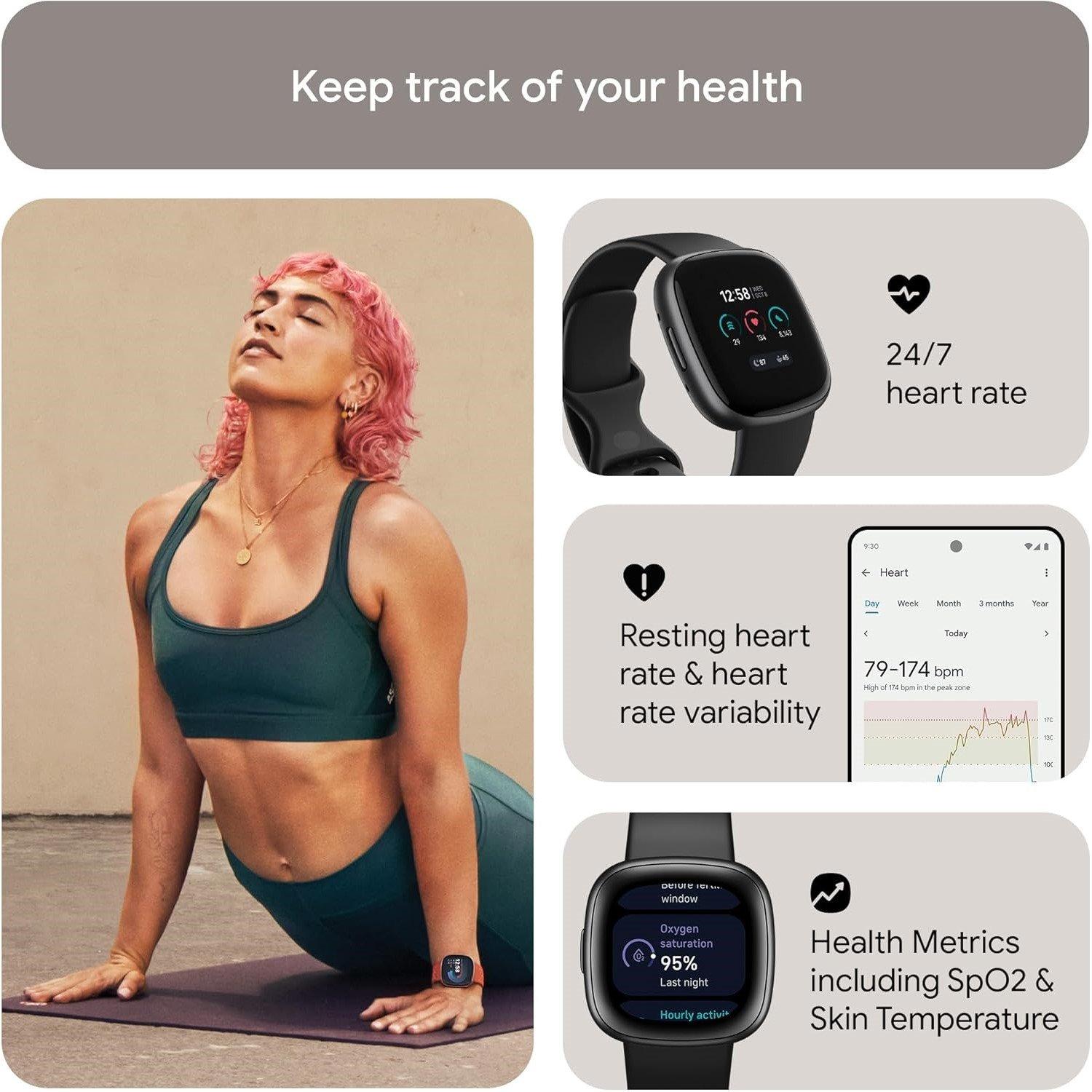 Black - Fitbit - Versa 4 Black/ Graphite - 6