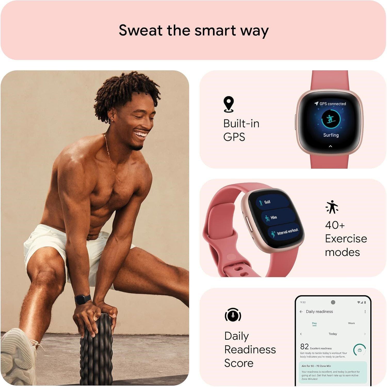 Pink - Fitbit - 4 Fitness Smartwatch with built-in GPS and up to 6 days battery life Pink/Copper Rose - 3