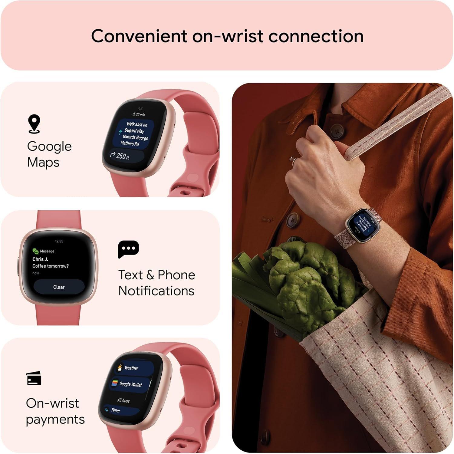 Pink - Fitbit - 4 Fitness Smartwatch with built-in GPS and up to 6 days battery life Pink/Copper Rose - 4