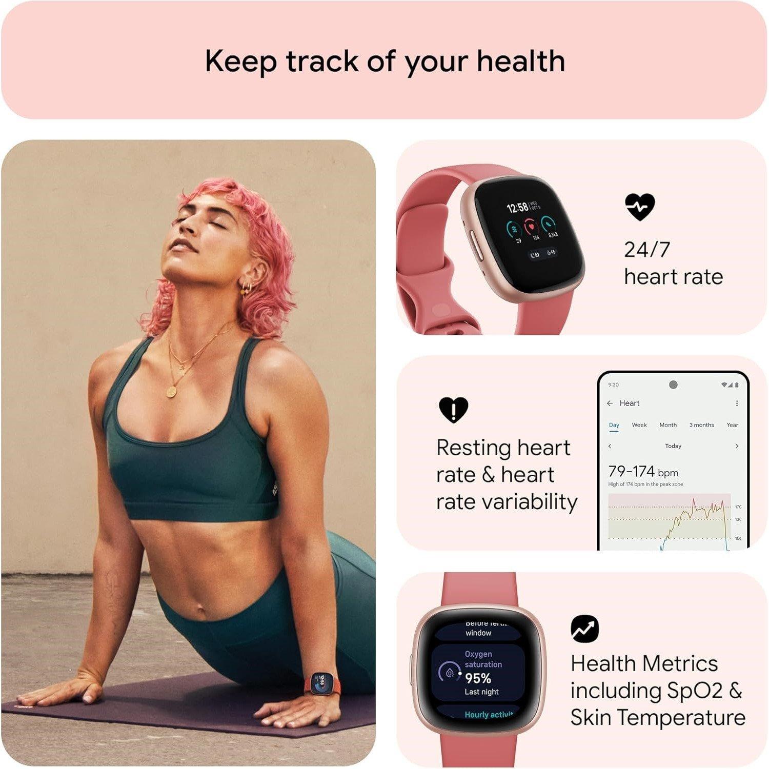 Pink - Fitbit - 4 Fitness Smartwatch with built-in GPS and up to 6 days battery life Pink/Copper Rose - 6